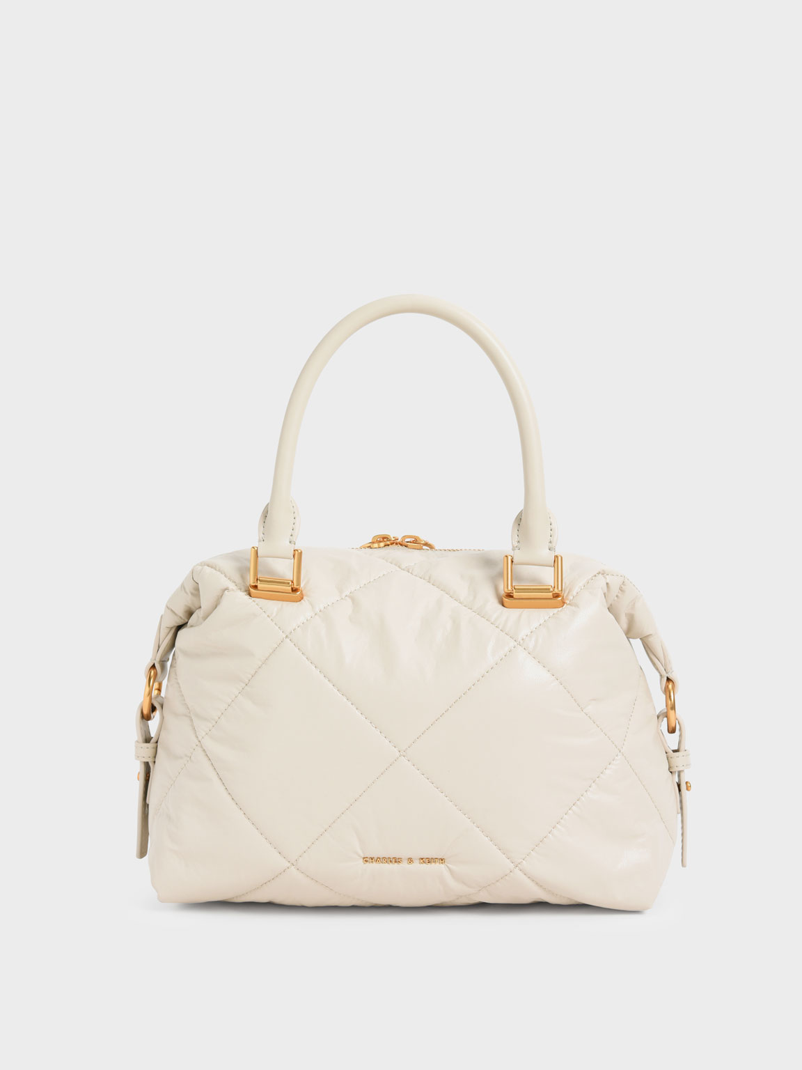 

Puffy Quilted Tote Bag, Cream
