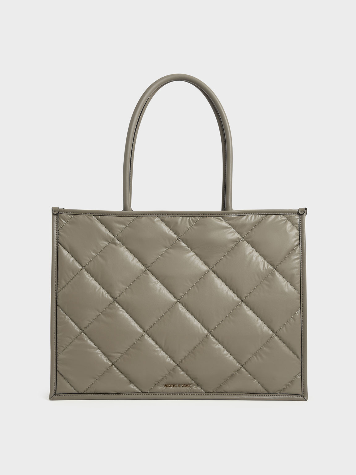

Double Handle Quilted Tote Bag, Taupe