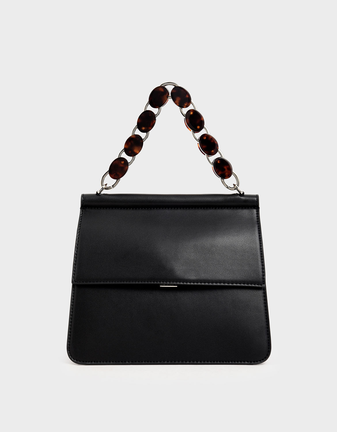 

Acrylic Tortoiseshell Top Handle Bag, Black