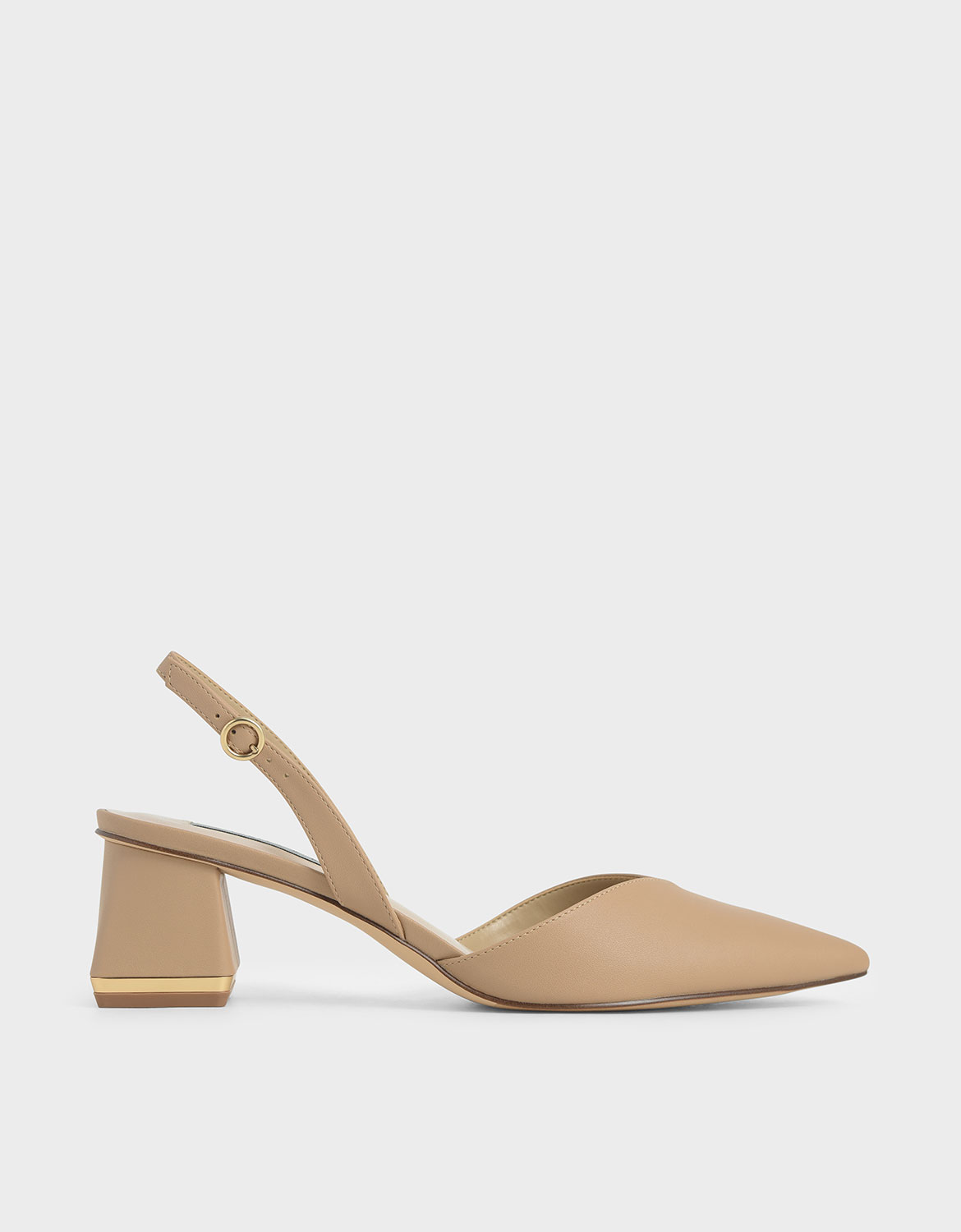 

Trapeze Heel Slingback Pumps, Sand