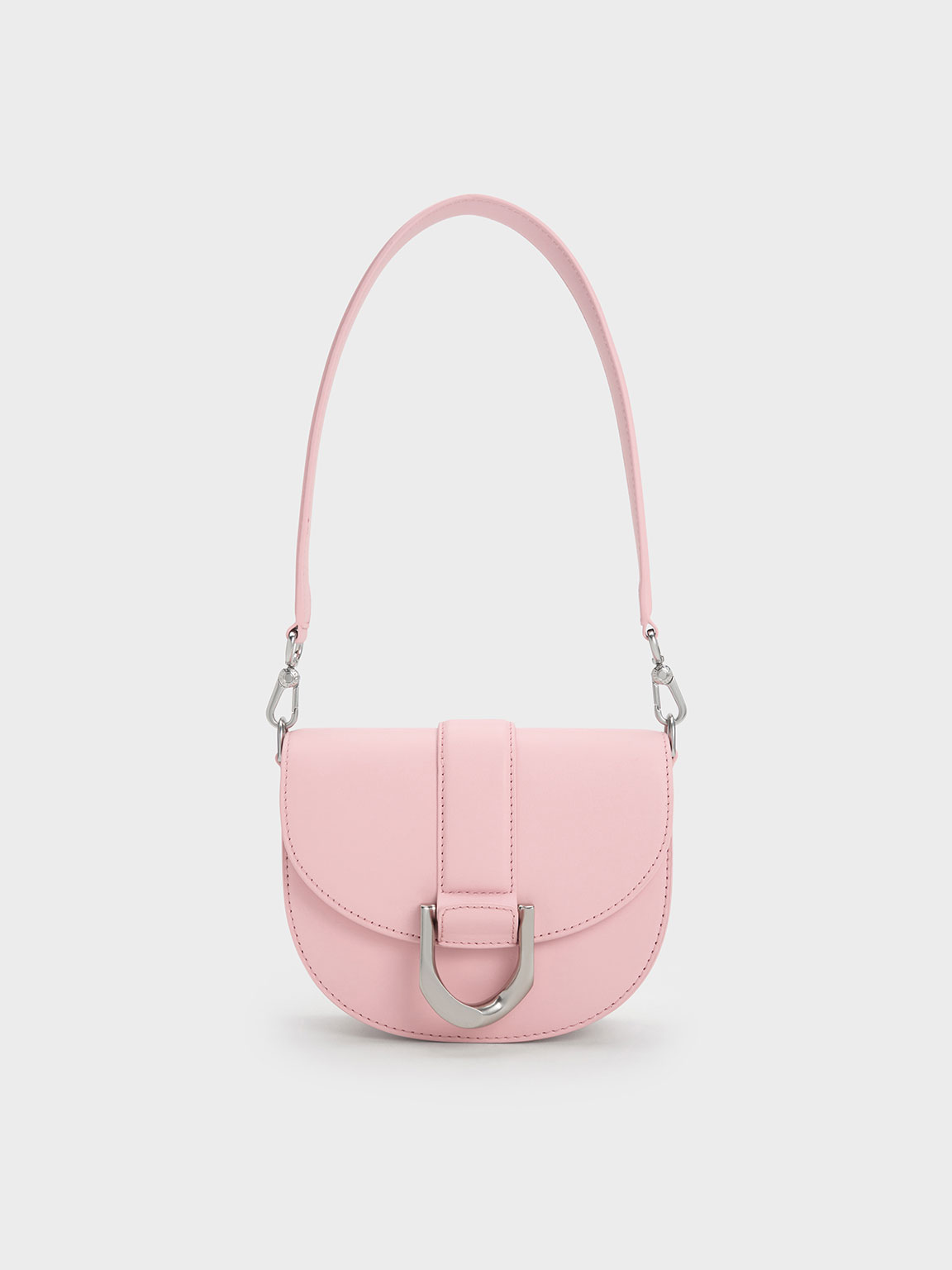 Charles & Keith Micro Gabine Saddle Bag in Pink