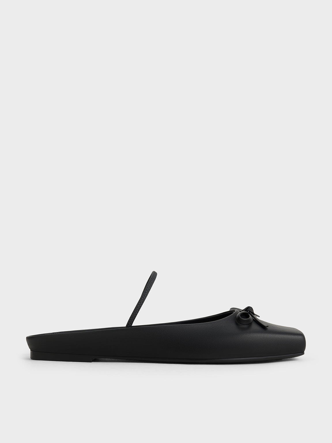 Charles & Keith - Bow Square-toe Ballet Mules In Black