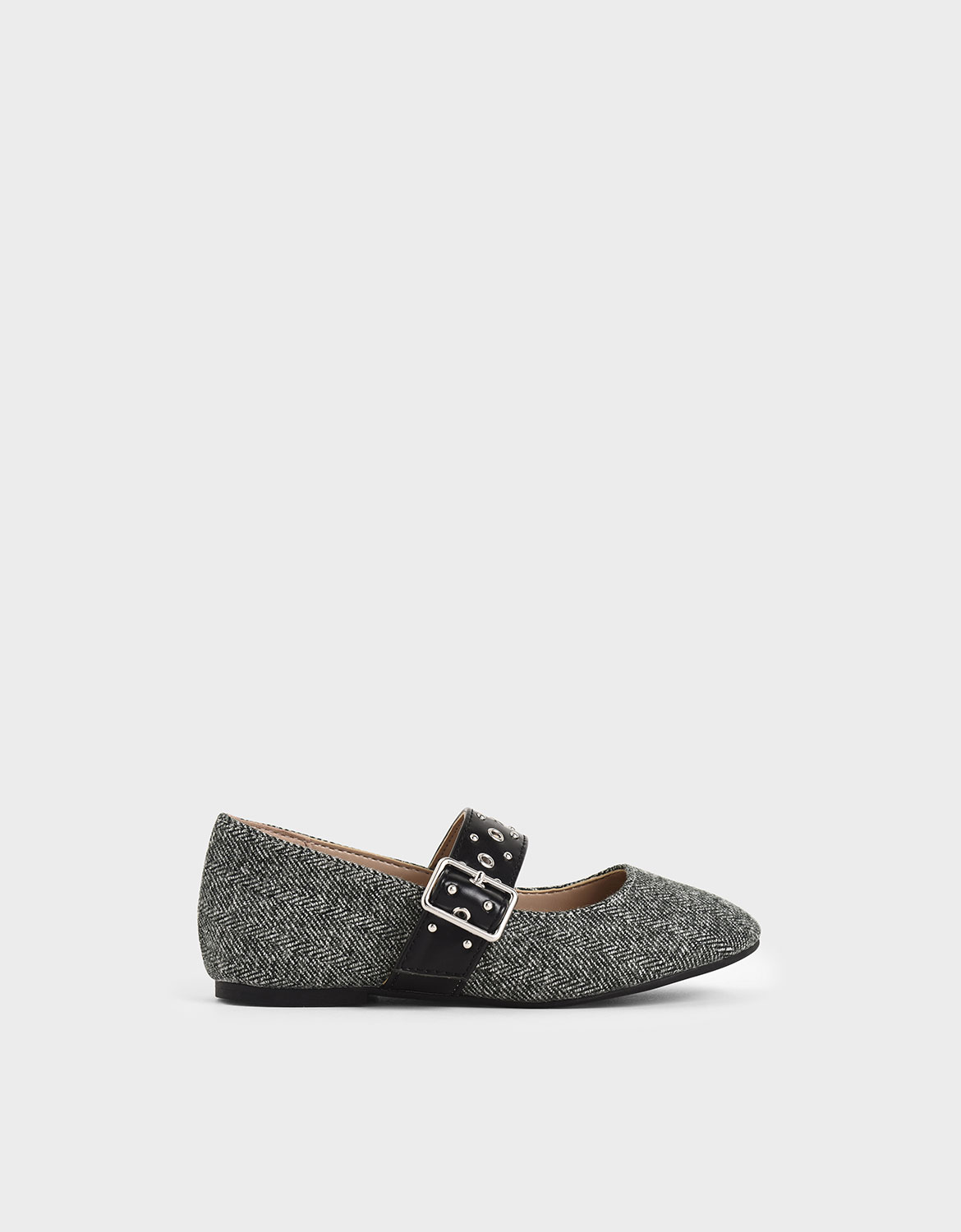 

Girls' Woven Fabric Studded Mary Jane Flats