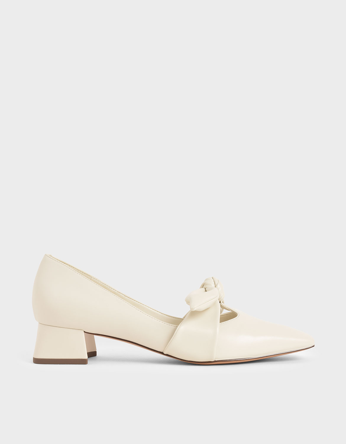 

Knotted Strap Pumps, Cream