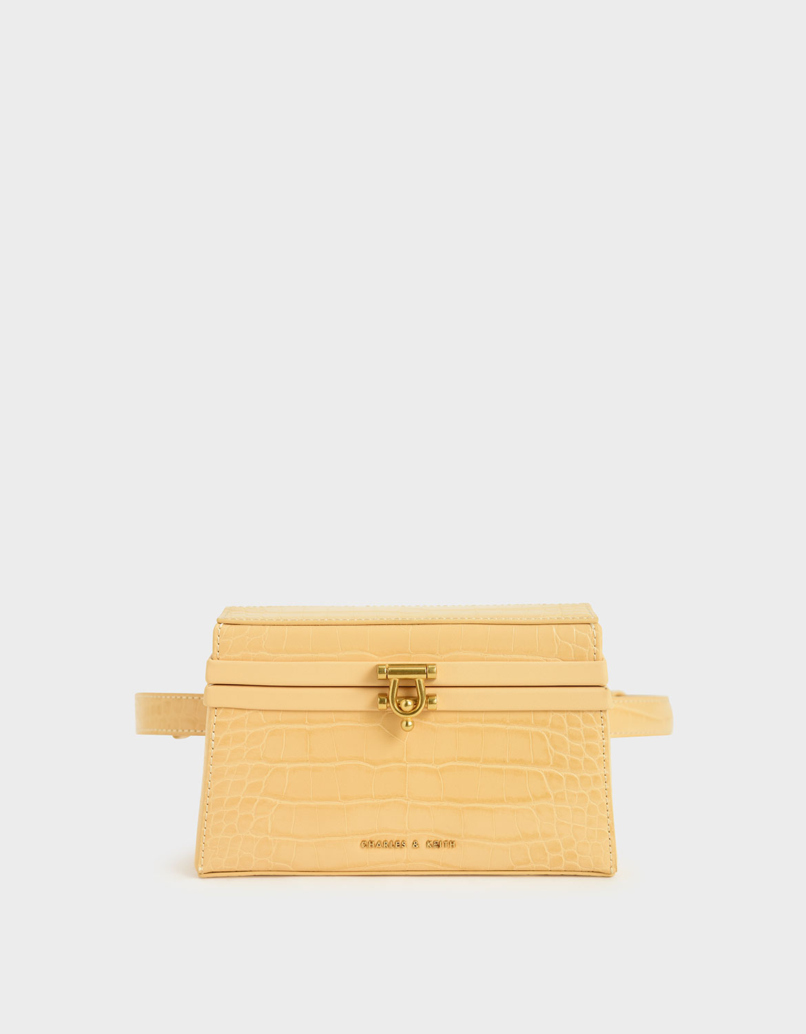 

Croc-Effect Trapeze Belt Bag, Yellow