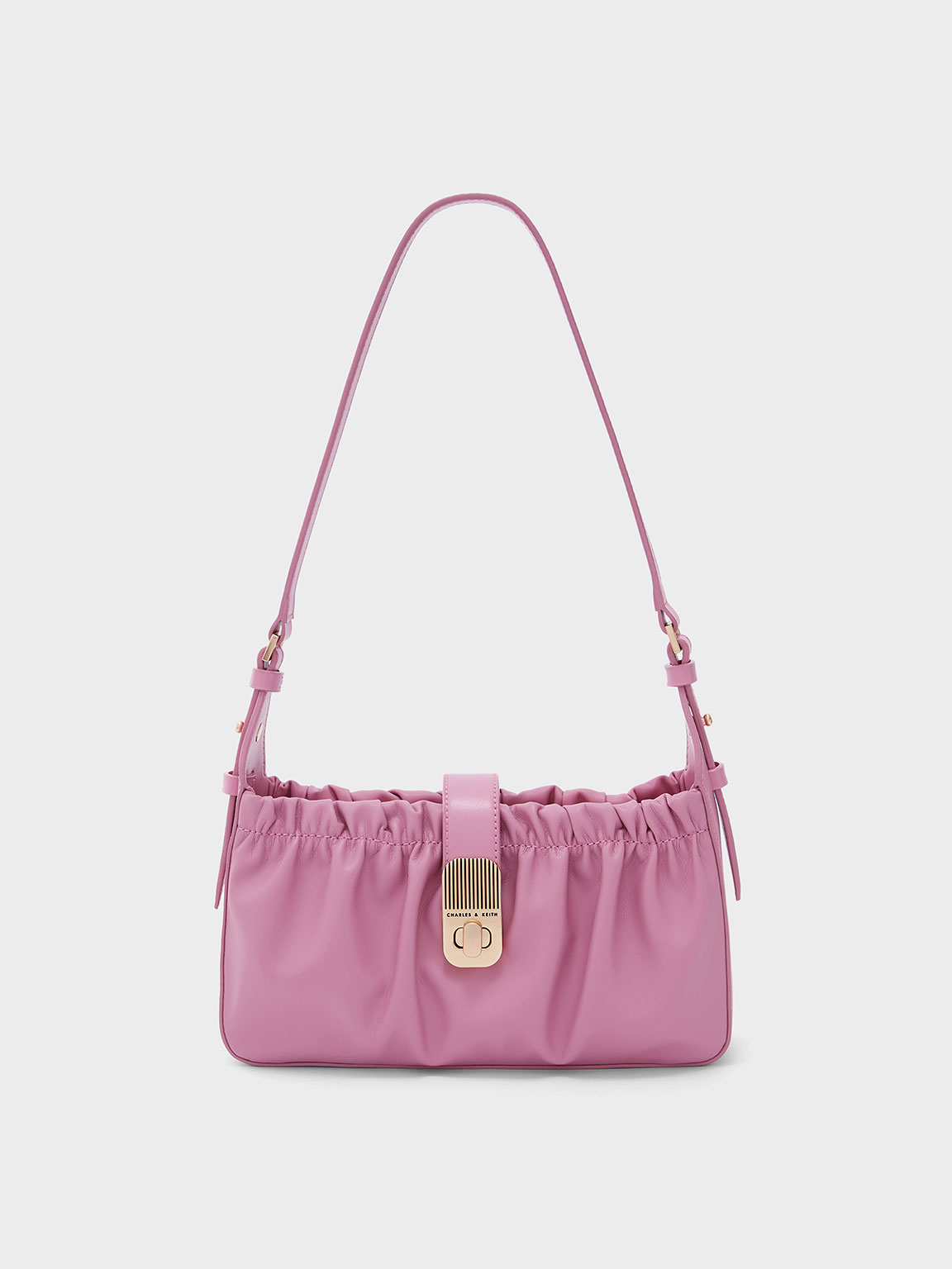 

Enya Ruched Turn-Lock Shoulder Bag
