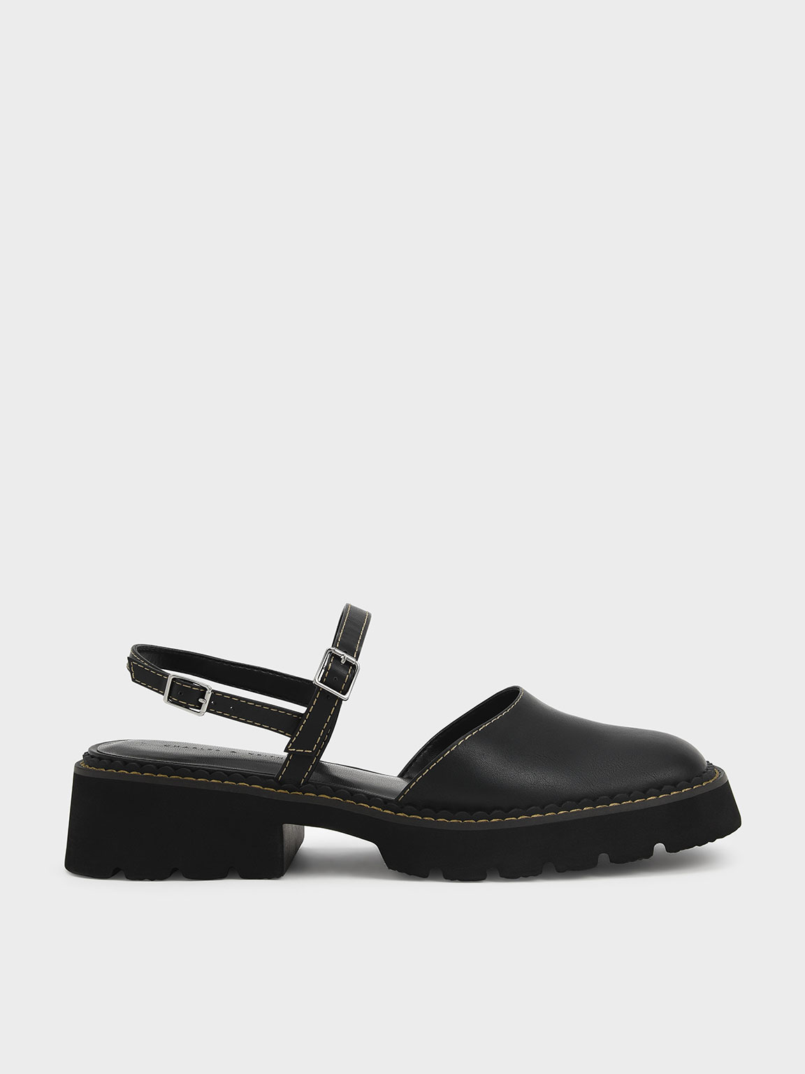 

Cleated Sole Ankle-Strap Shoes
