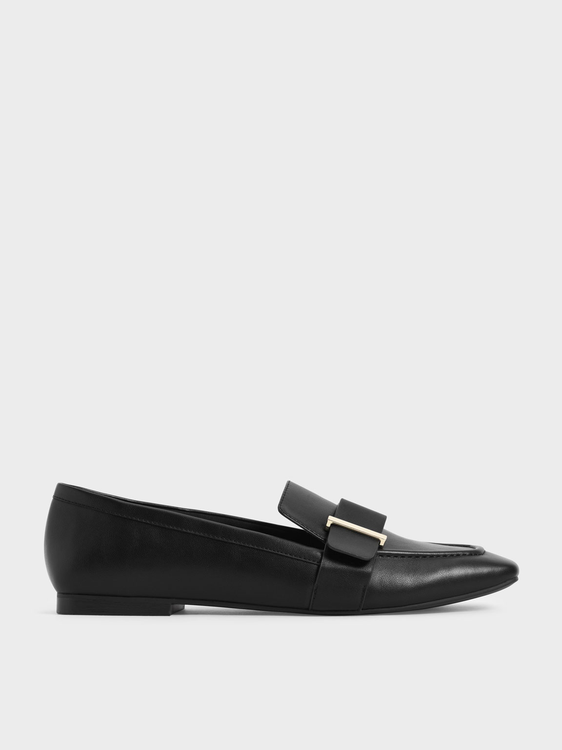 

Metallic Accent Penny Loafers, Black