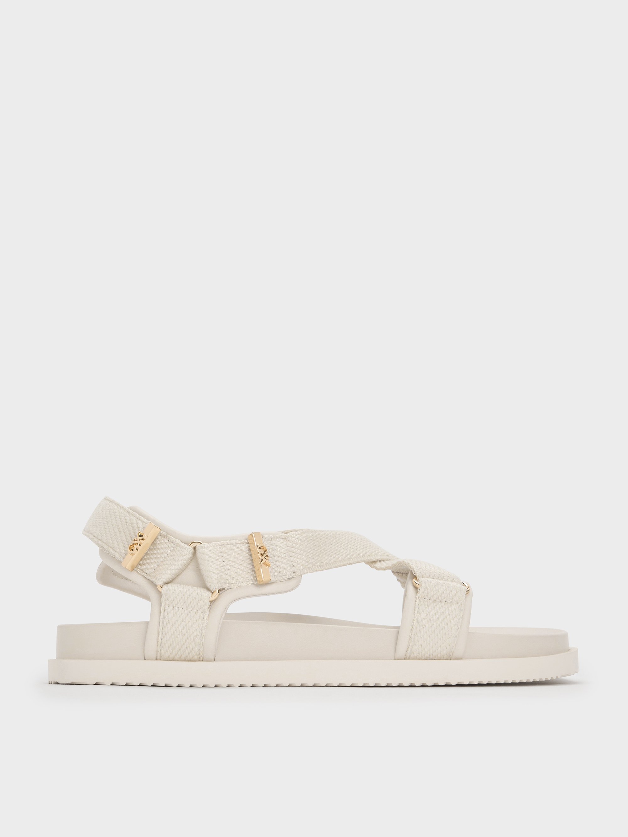 Charles & Keith - Granta Leather & Fabric Crossover Sports Sandals Charles & Keith - Granta Leather & Fabric Crossover Sports Sandals