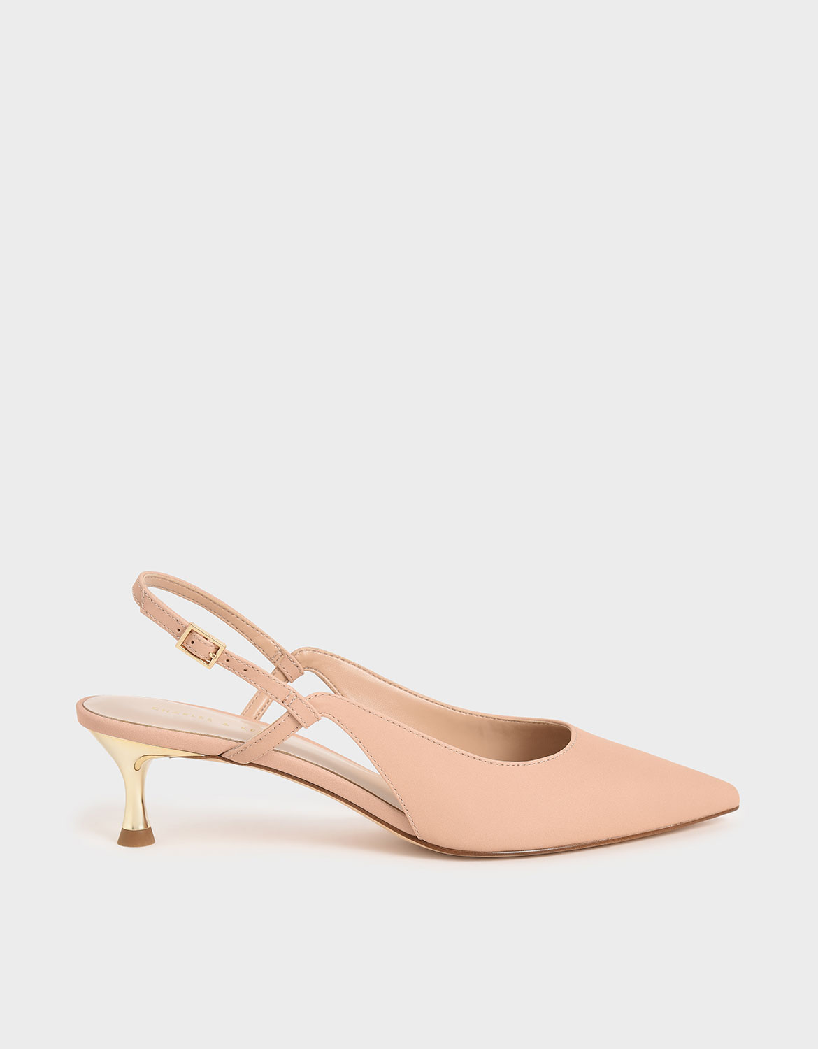 

Cut-Out Slingback Kitten Heel Pumps, Nude