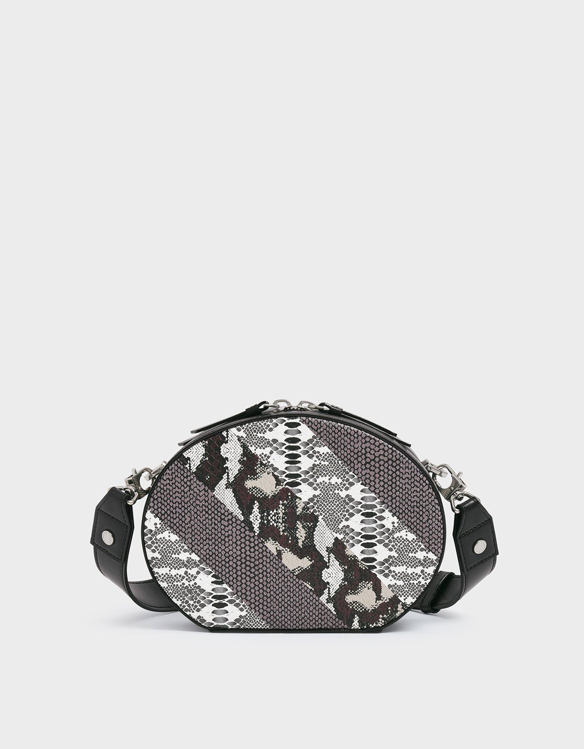 Multi Snake Print Oval Crossbody Bag