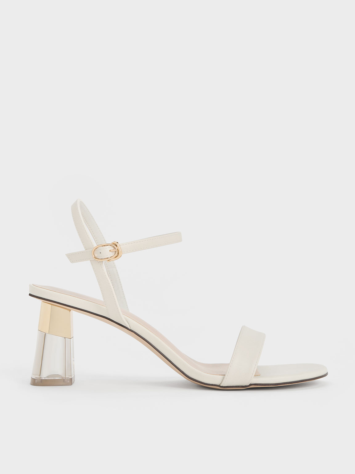 Charles & Keith Clear Trapeze Heel Sandals In Chalk