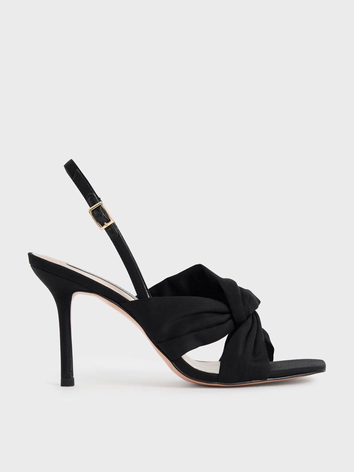 

Cotton Knotted Slingback Sandals, Black