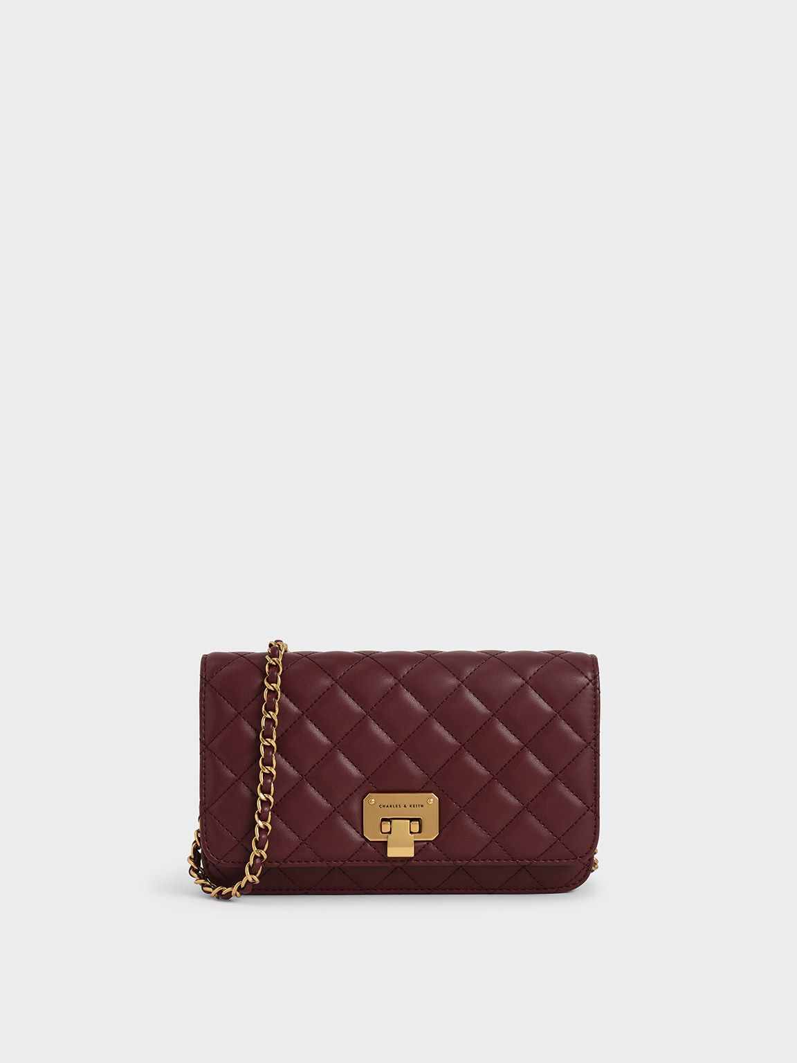 

Quilted Flip-Lock Clutch, Burgundy