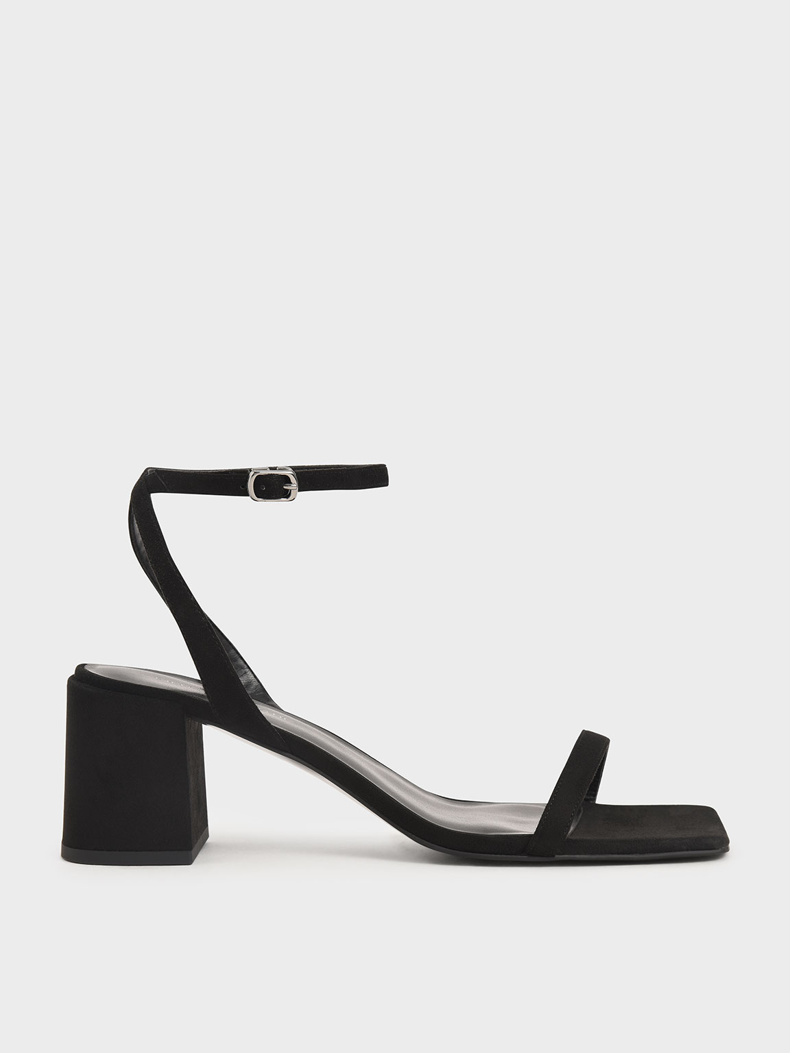 

Ankle Strap Block Heel Sandals, Black