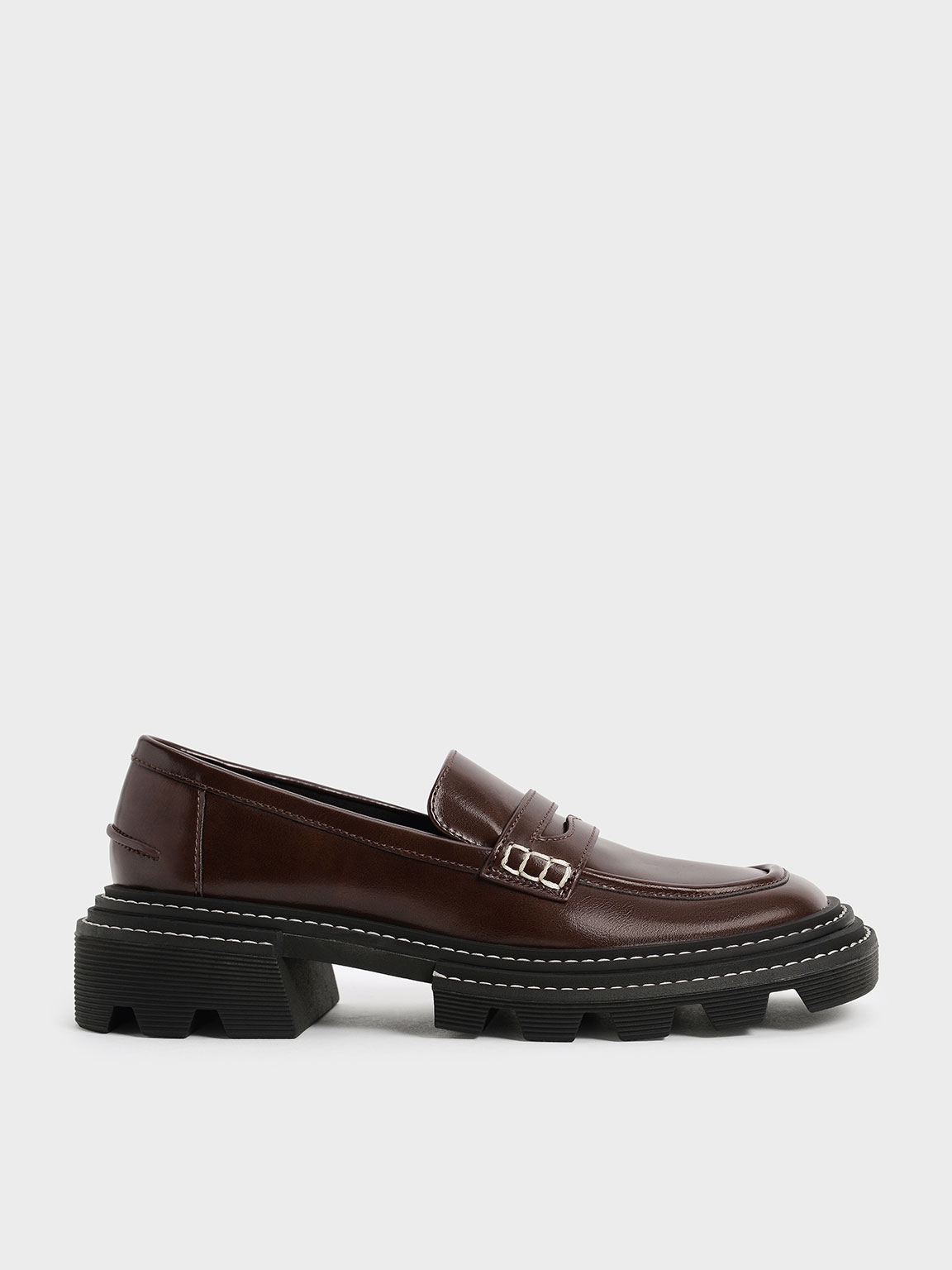 

Perline Chunky Penny Loafers, Dark brown