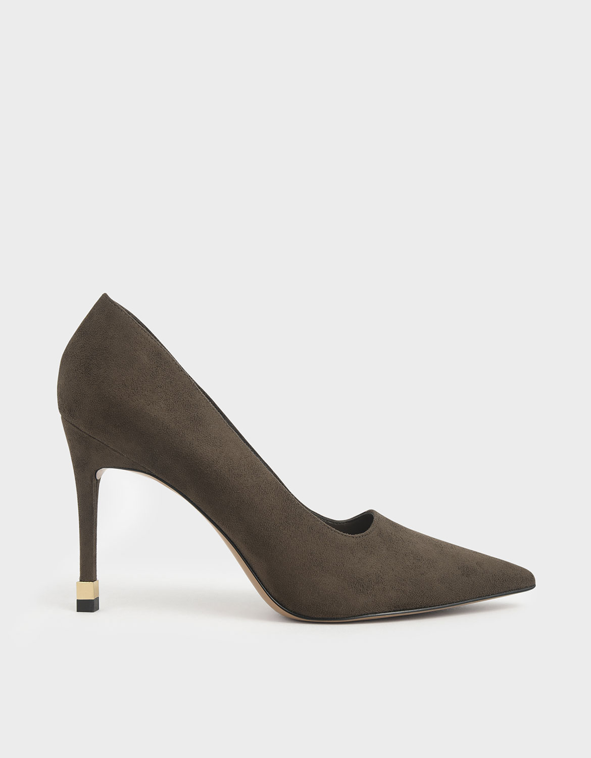 

Textured Stiletto Pumps, Olive