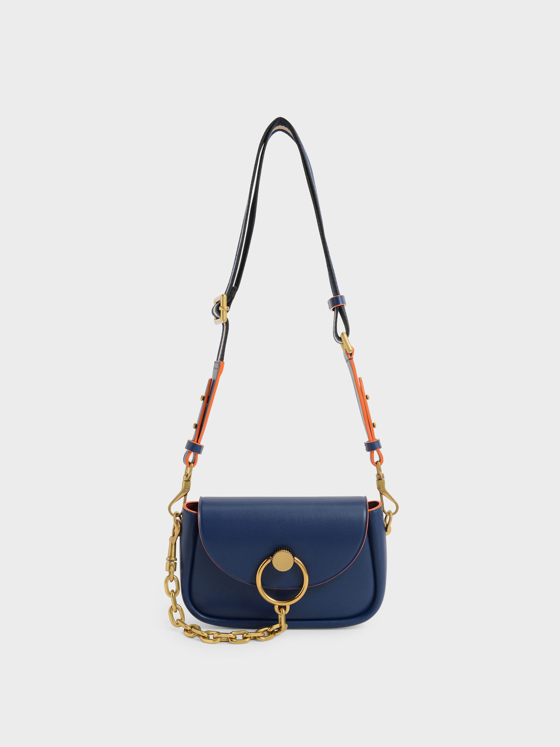 

Chunky Chain-Link Crossbody Bag, Navy