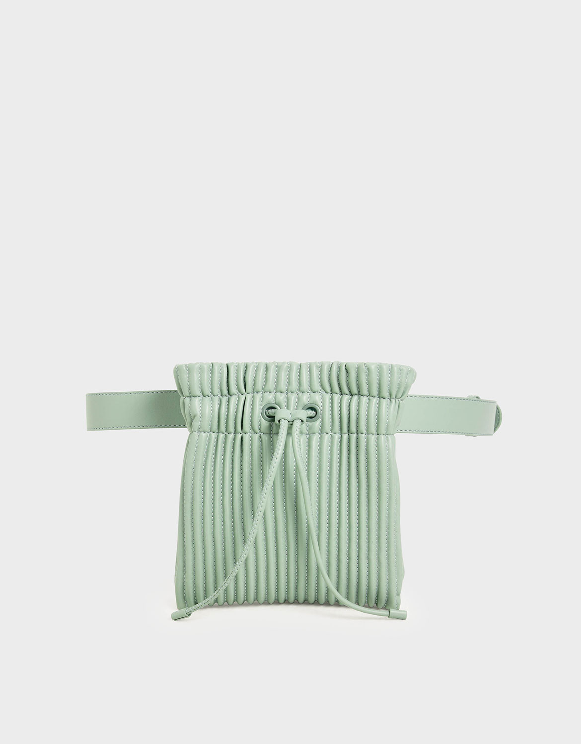 

Textured Drawstring Belt Bag, Mint green
