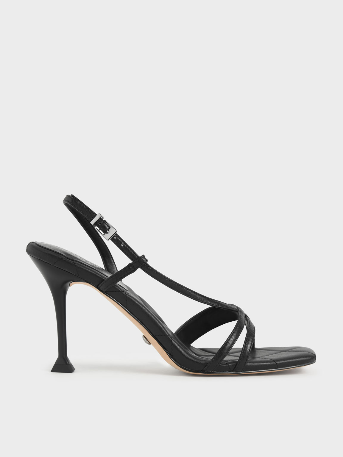 

Leather Sculptural Heel Sandals, Black