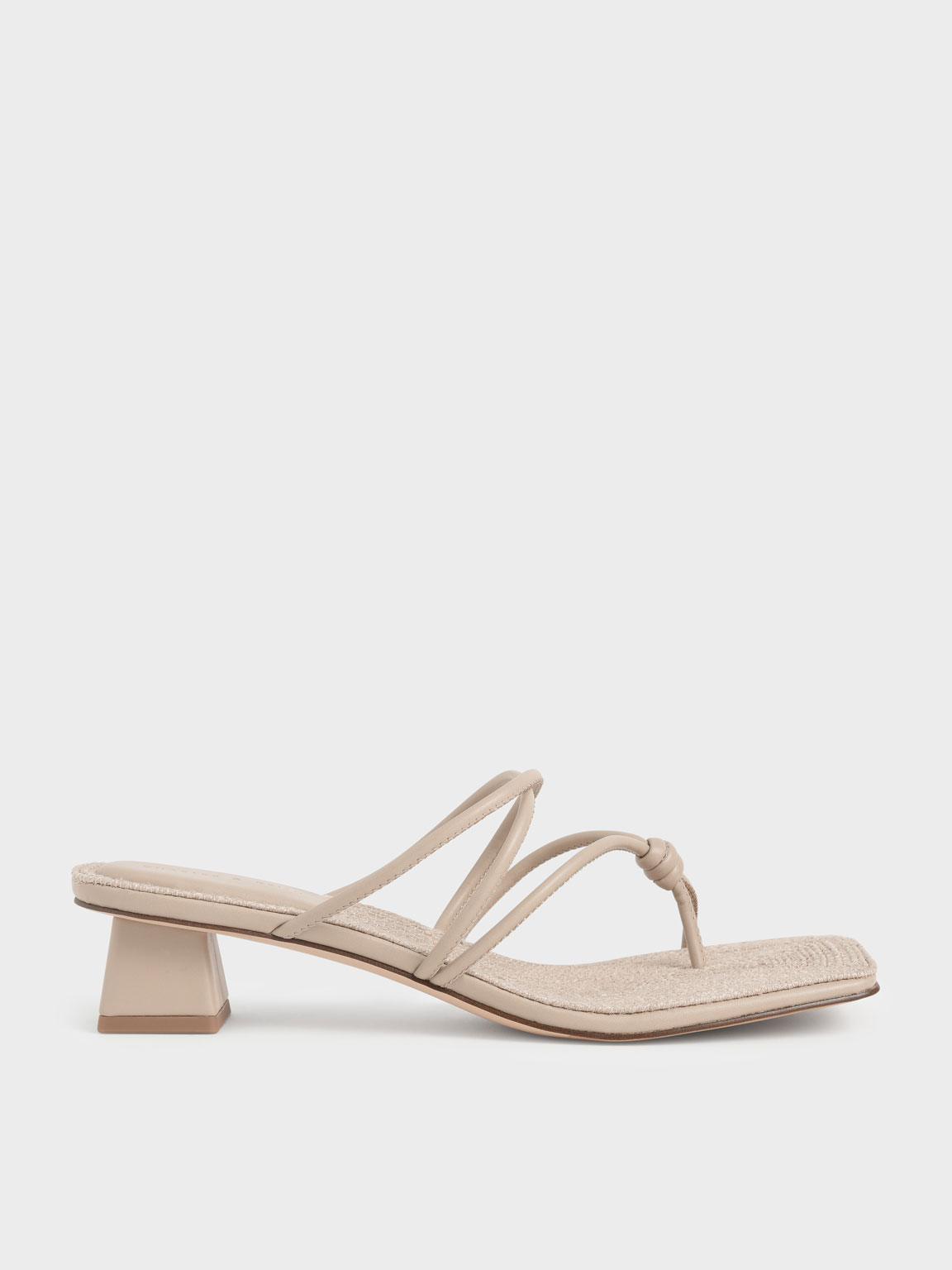 

Toe Loop Strappy Heeled Sandals, Beige