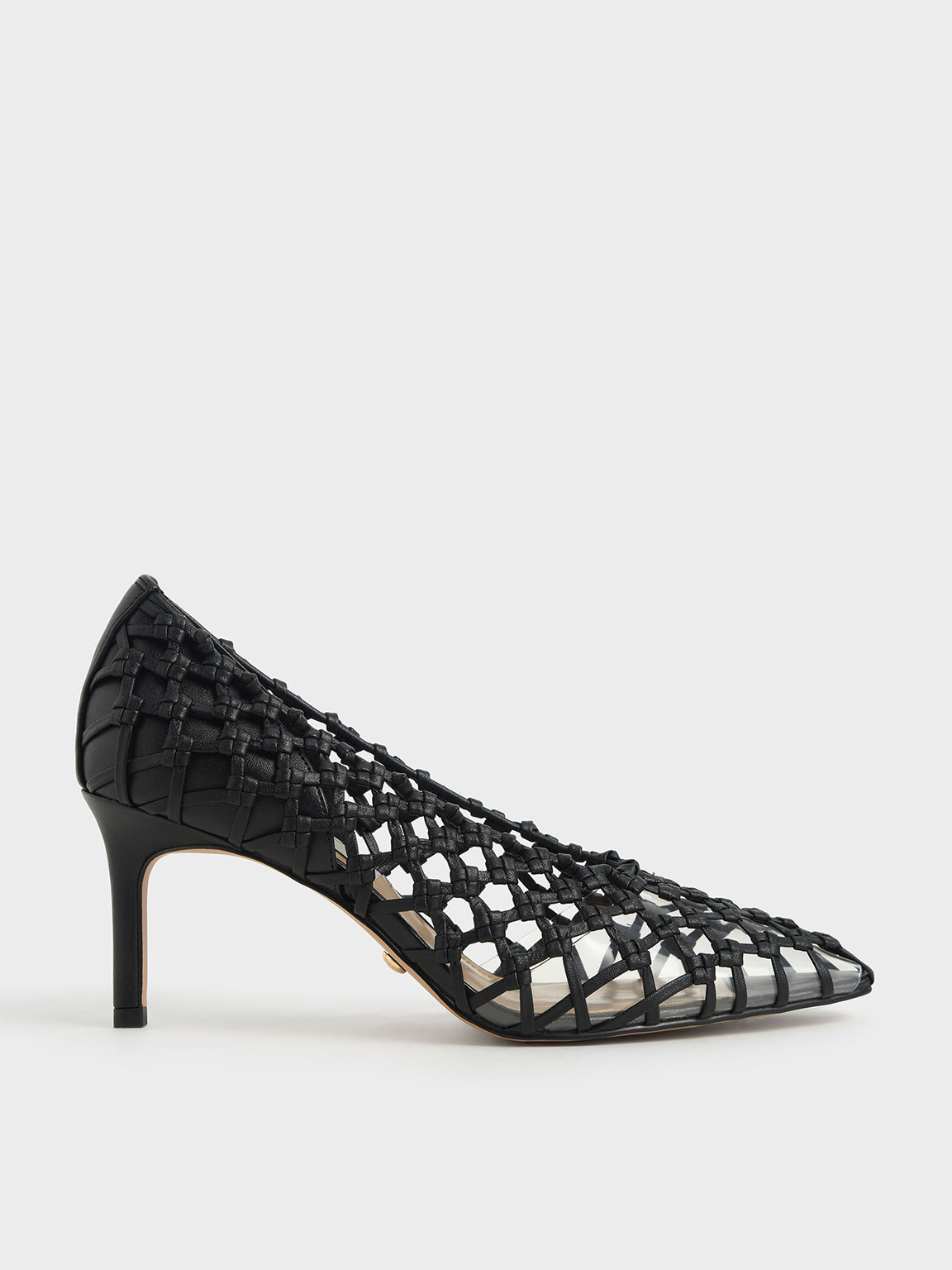 

Woven Caged Pumps, Black