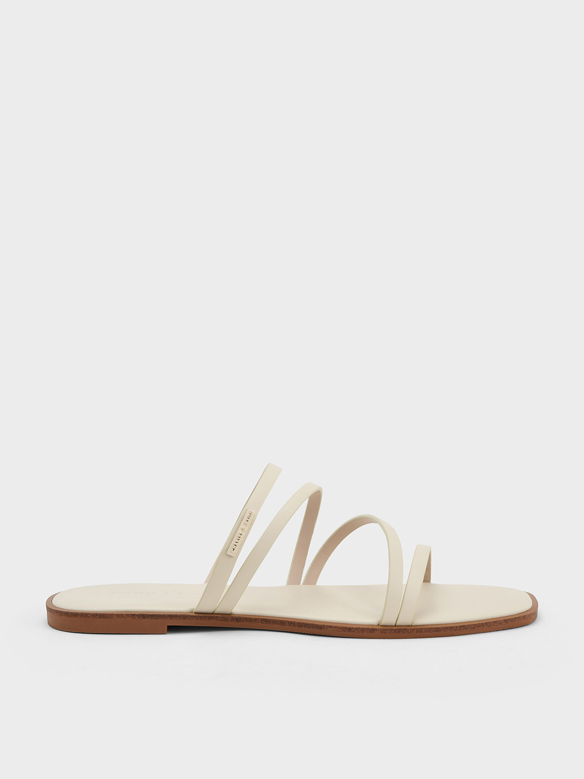 Charles & Keith Strappy Slide Sandals In Chalk
