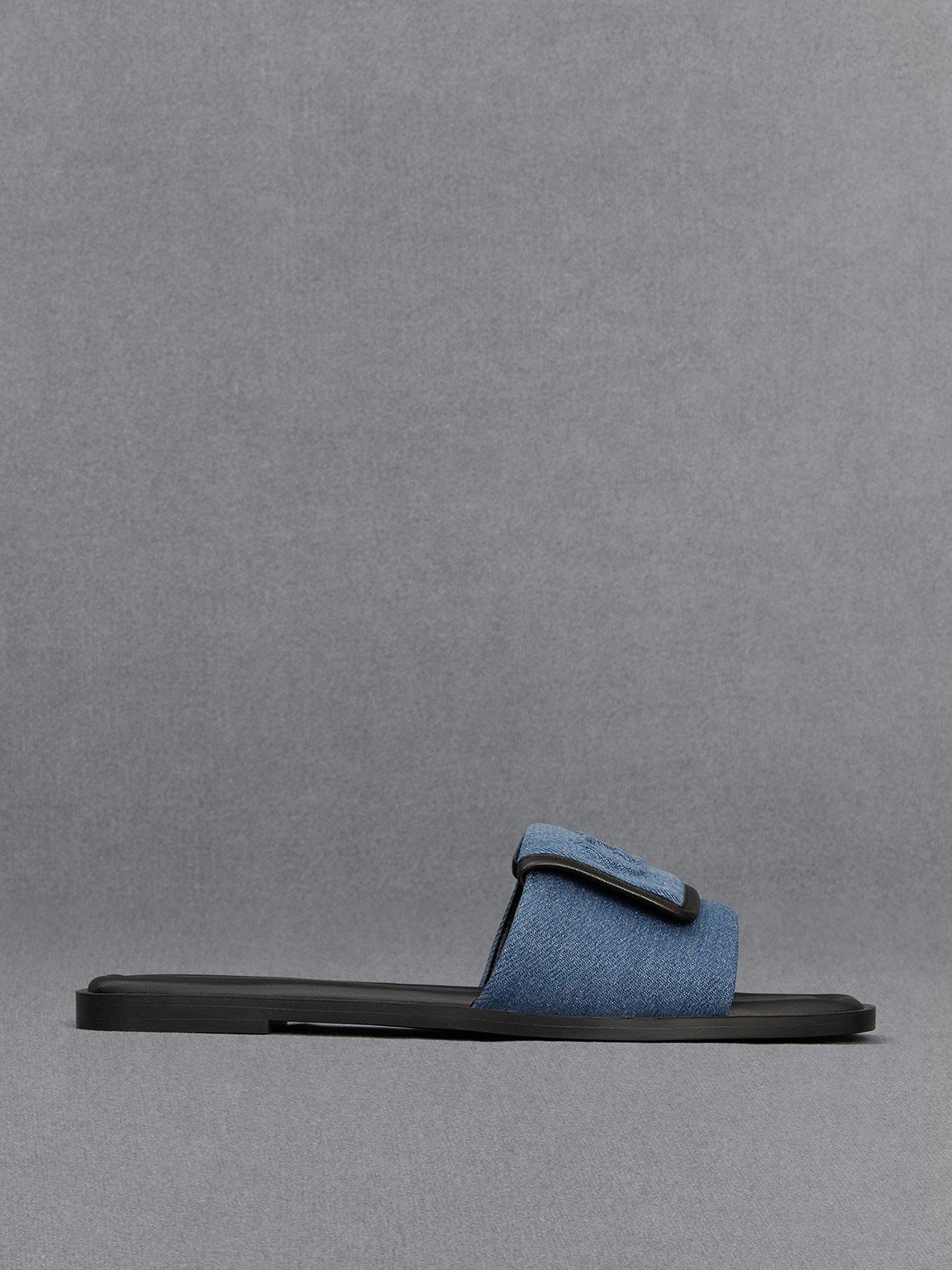 Leather & Denim Slide Sandals