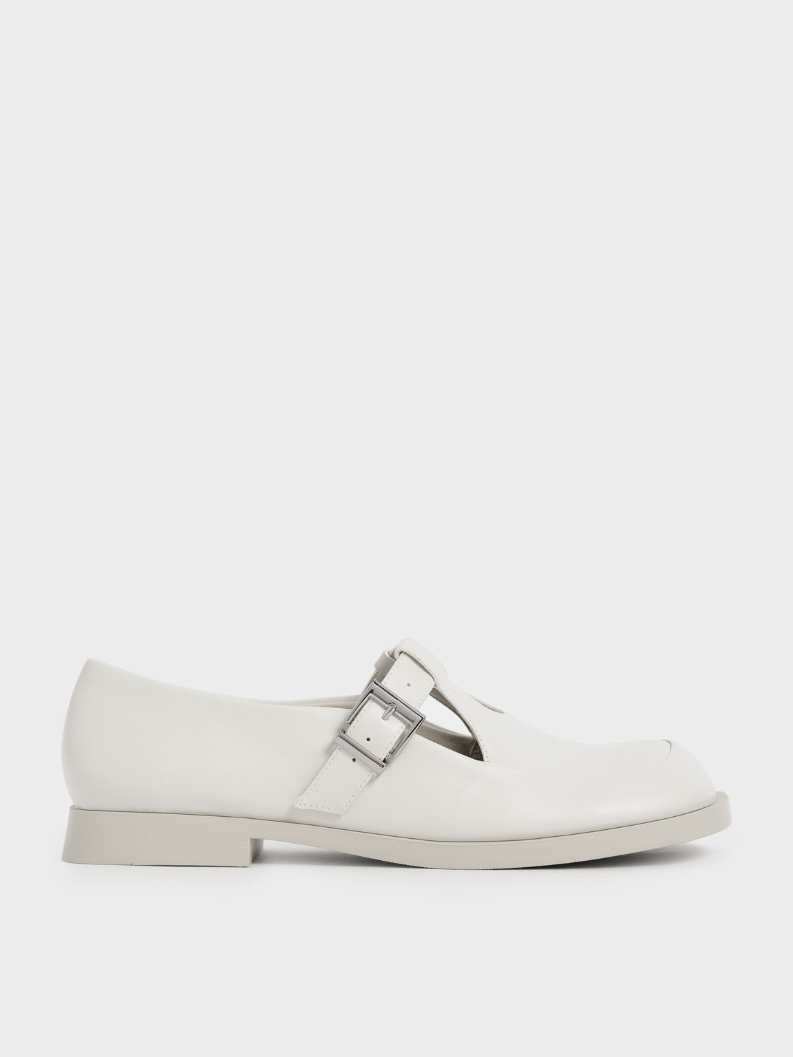 

Mary Jane Buckle Loafers, Chalk