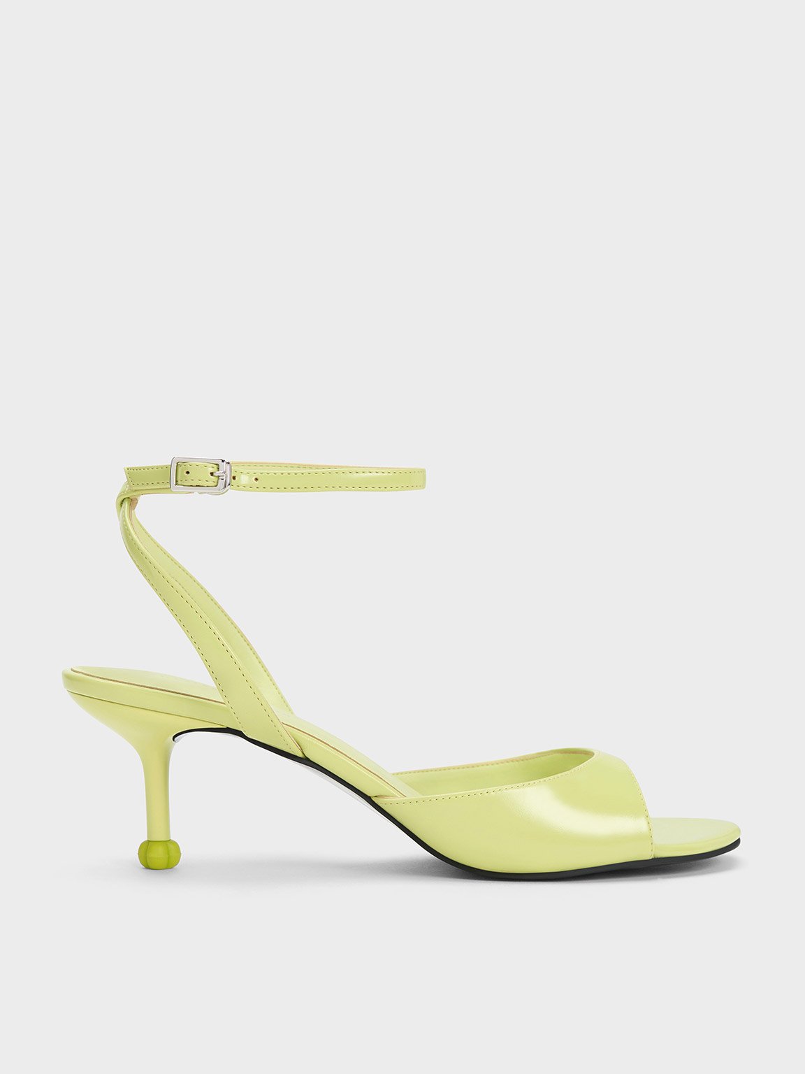 Charles & Keith Sculptural Heel Ankle-strap Pumps In Lime