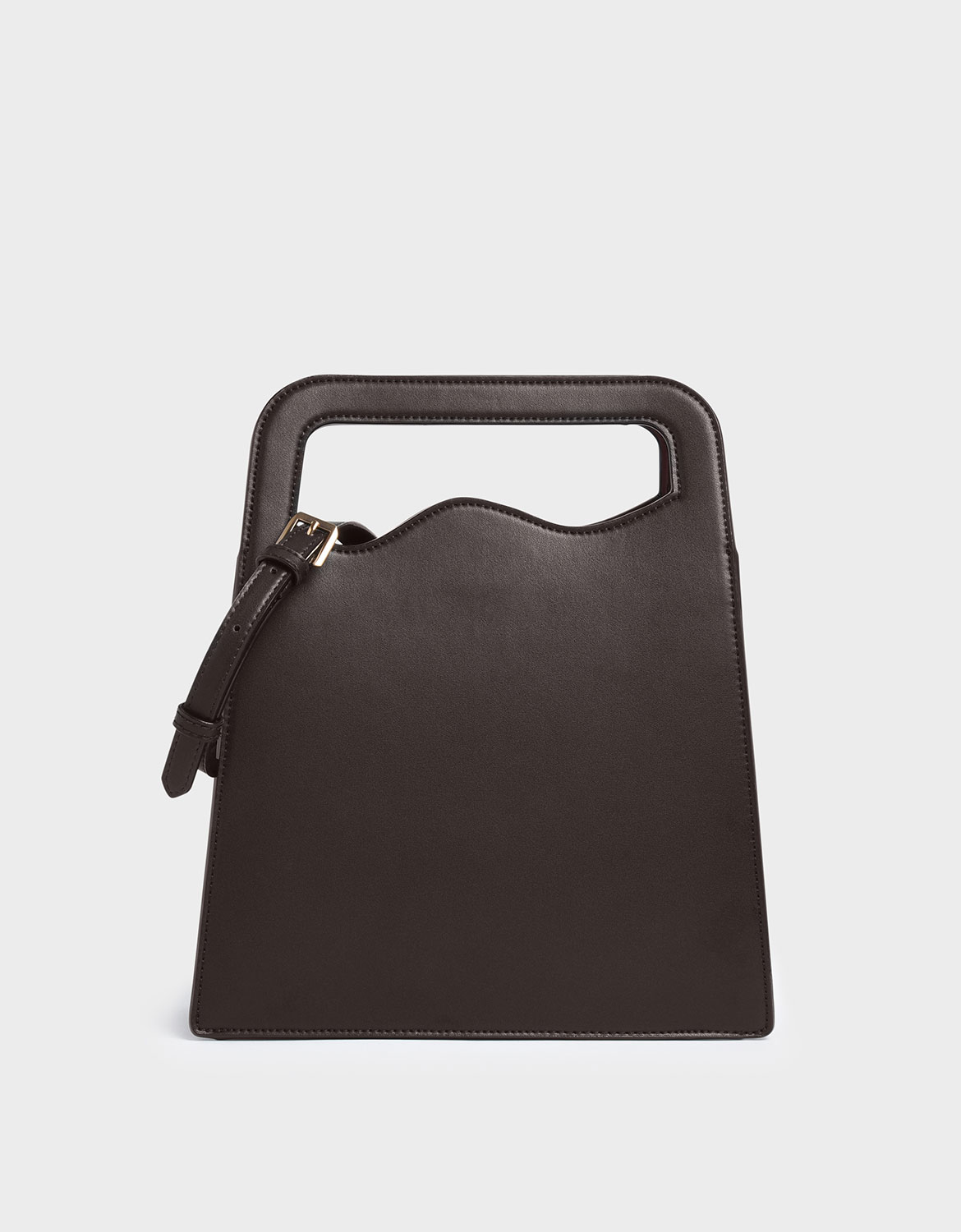 

Asymmetric-Cut Top Handle Tote Bag, Dark brown