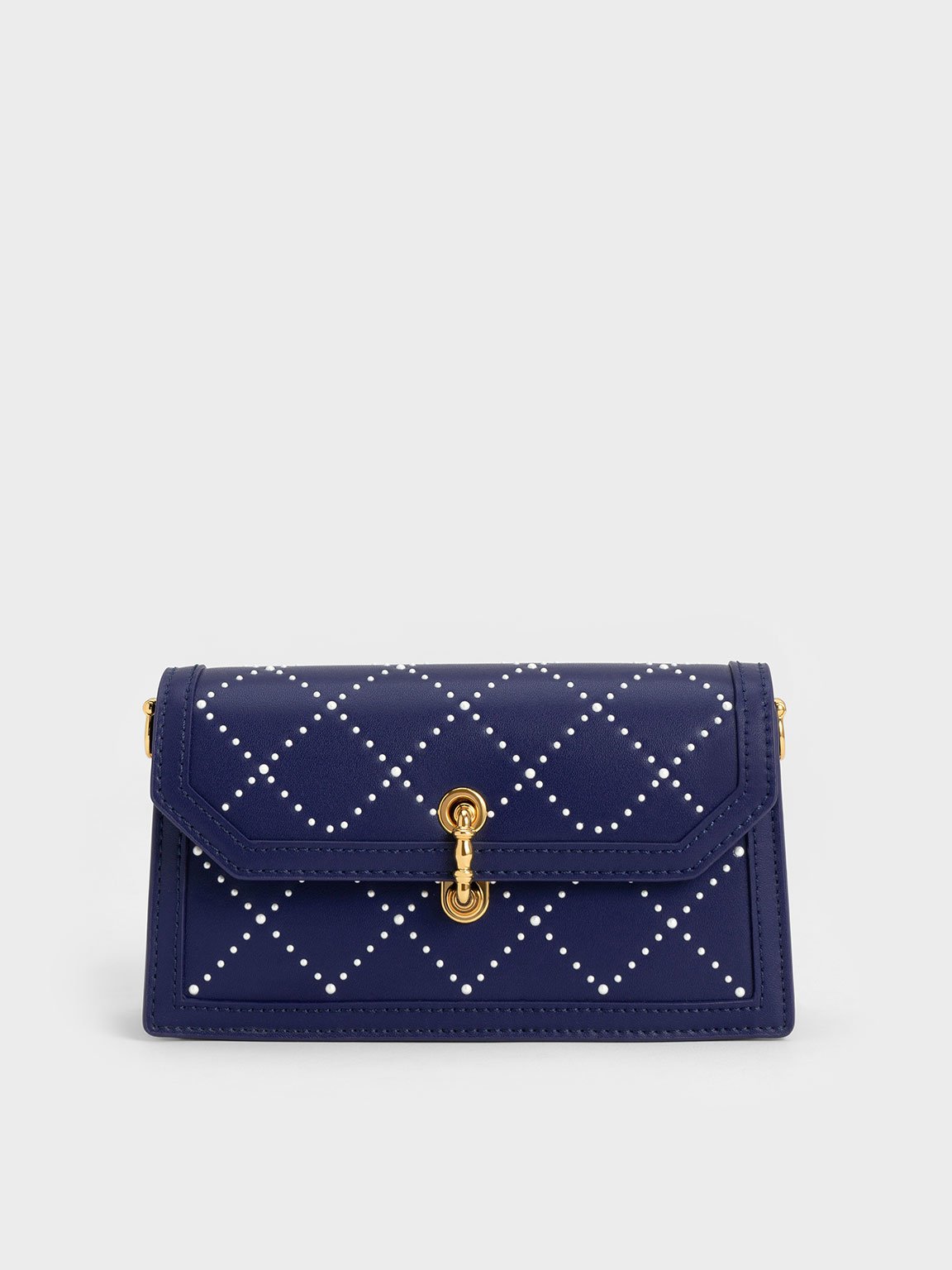 Charles & Keith Marietta Textured Quilted Crossbody Bag In Navy ModeSens