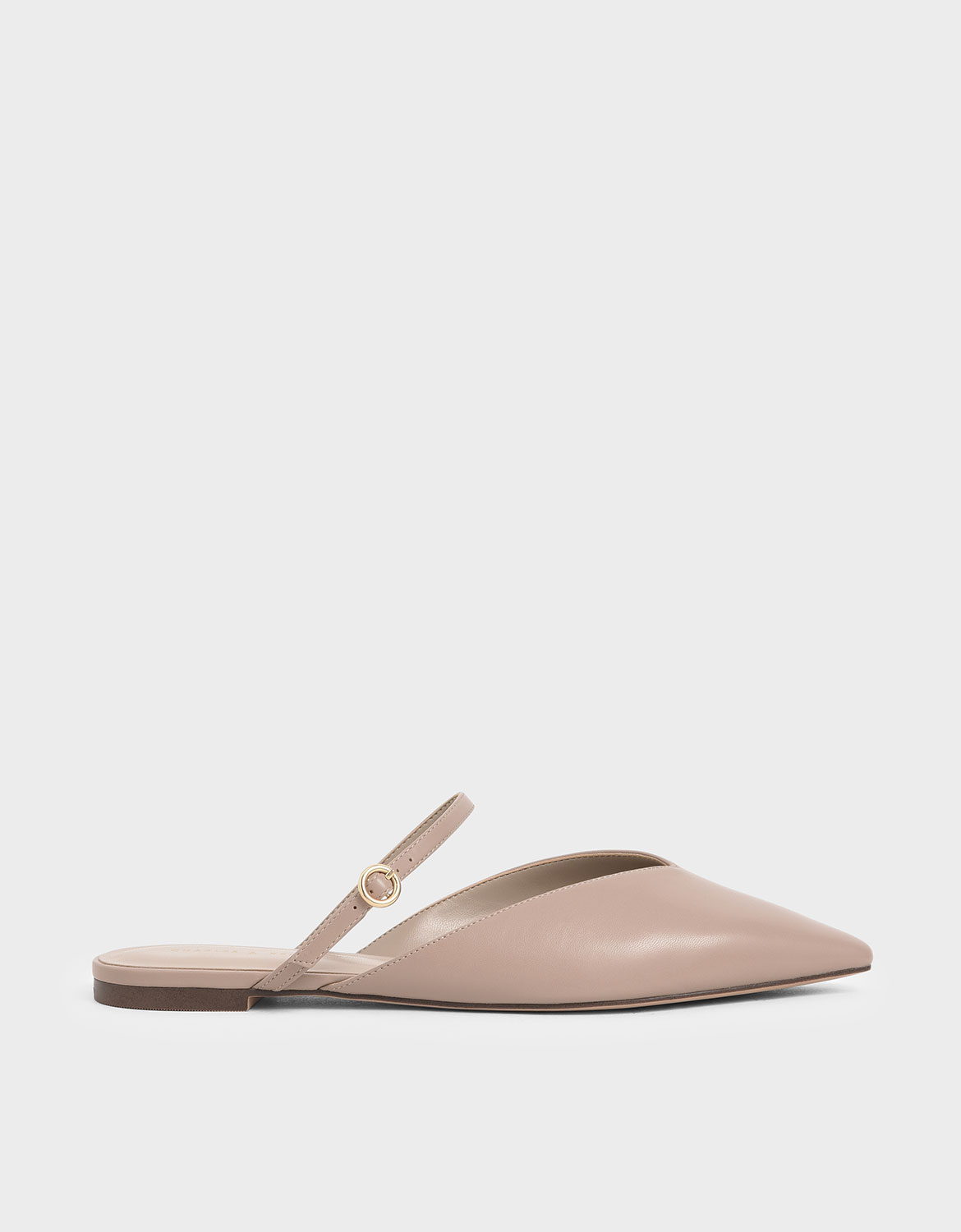 

V-Cut Mary Jane Mules, Taupe