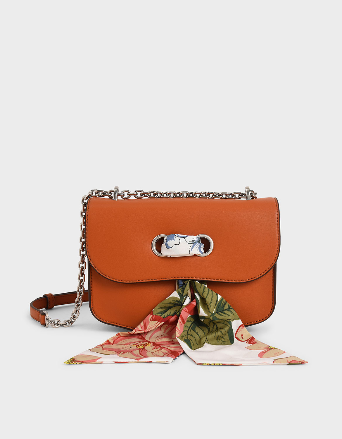 

Chiffon Scarf Double Strap Shoulder Bag, Orange