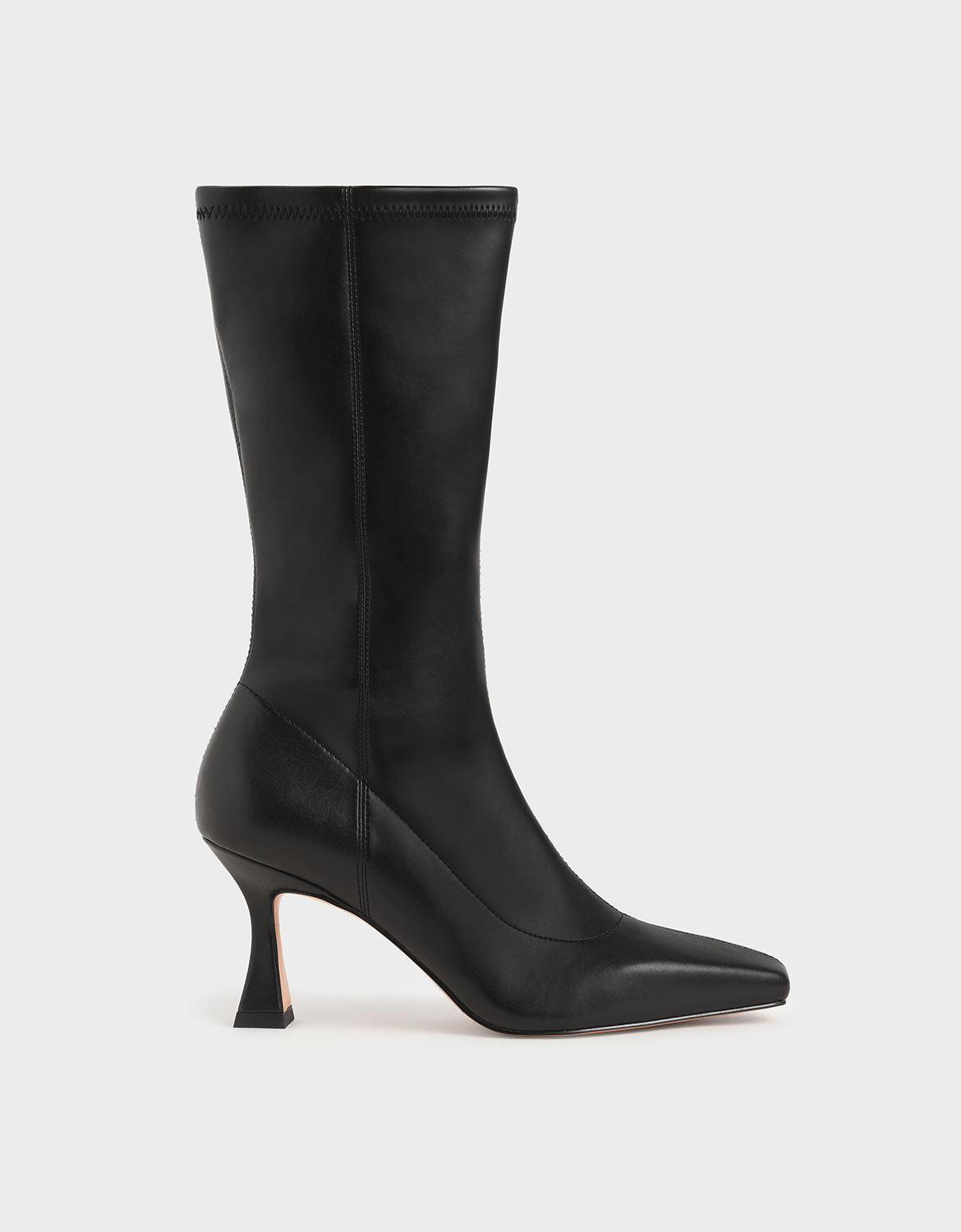 

Spool Heel Calf Boots, Black