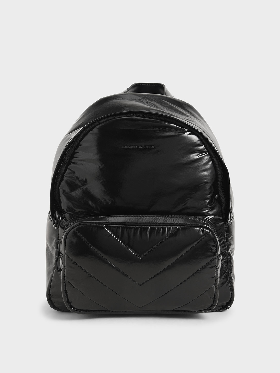 

Quilted Double Zip Backpack, Black