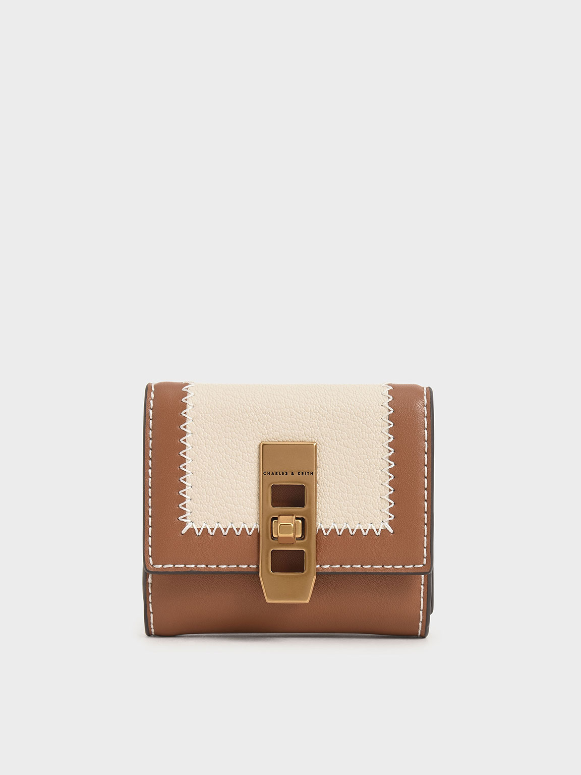 

Stitch Trim Turn Lock Wallet, Ivory