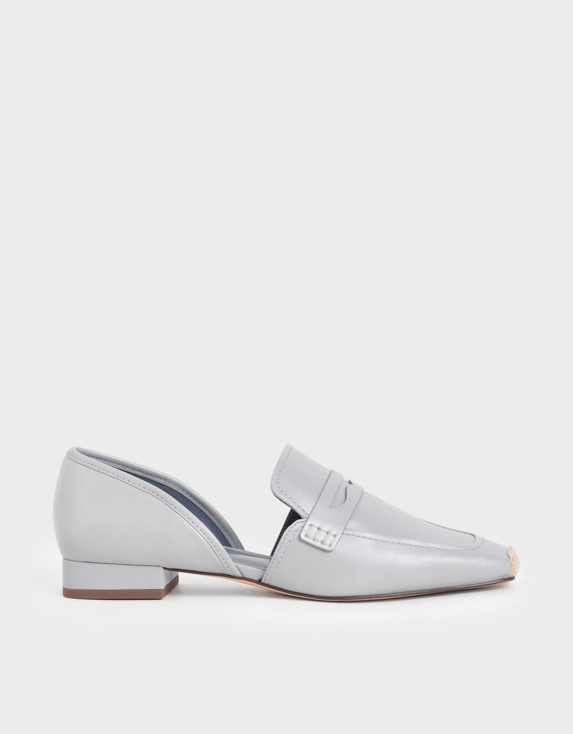

Espadrille Toe Cap Penny Loafers, Light blue