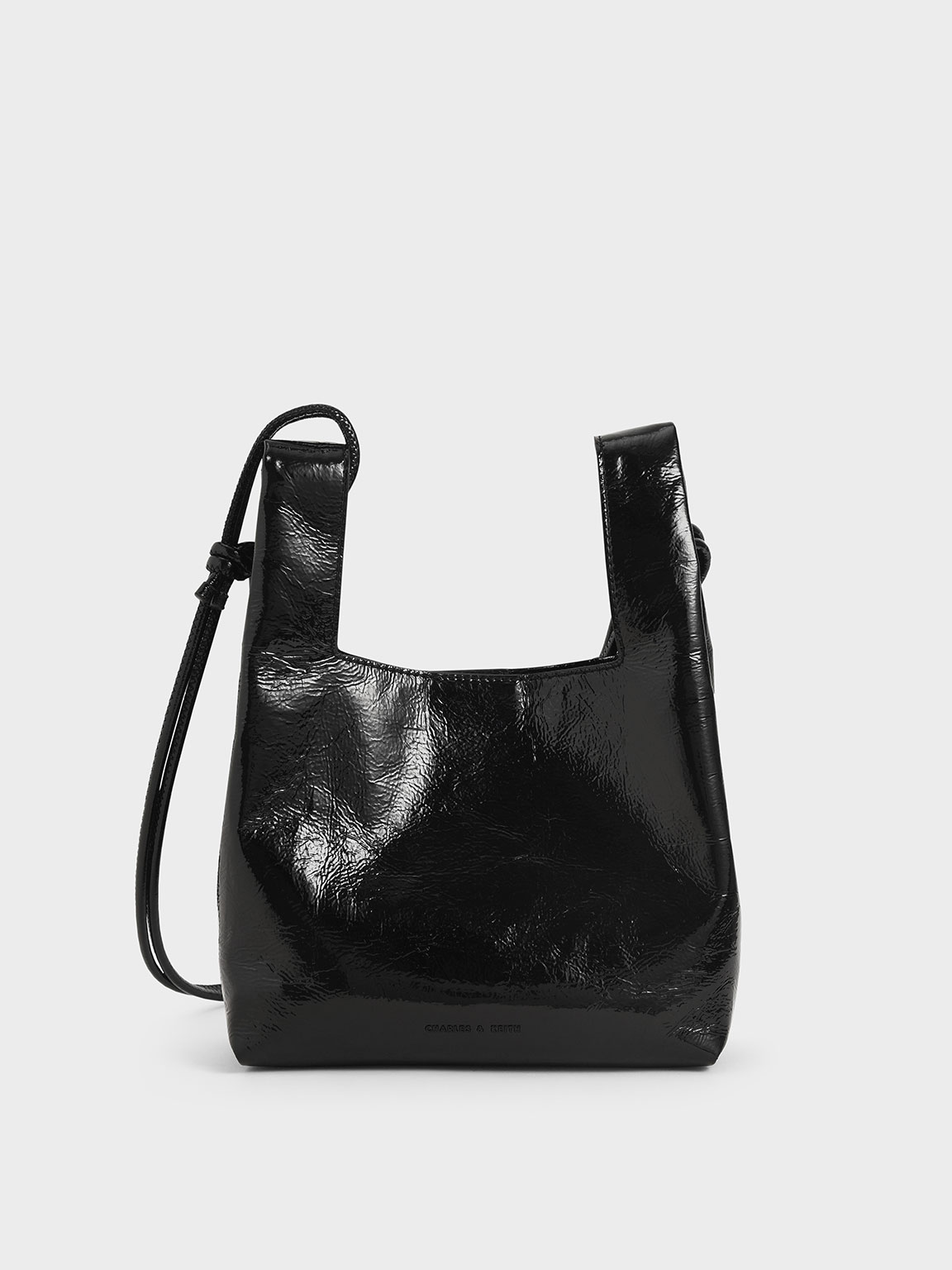 

Patent Square Handle Tote Bag, Black