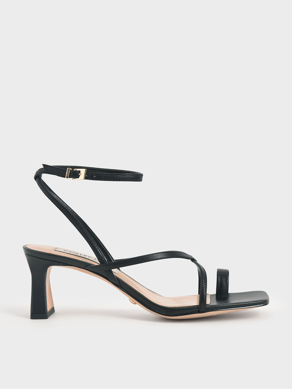

Leather Strappy Crossover Sandals, Black