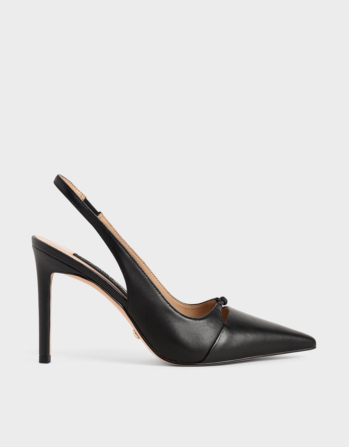 

Leather Stiletto Heel Slingback Pumps, Black