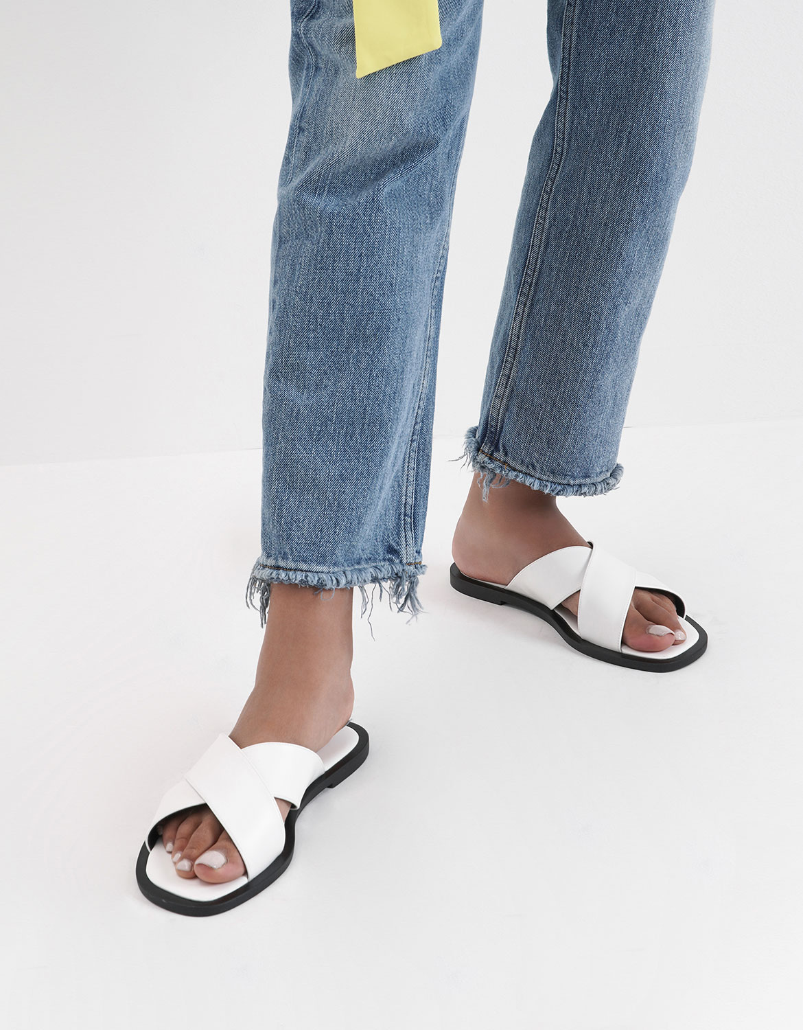 

Criss Cross Slide Sandals, White