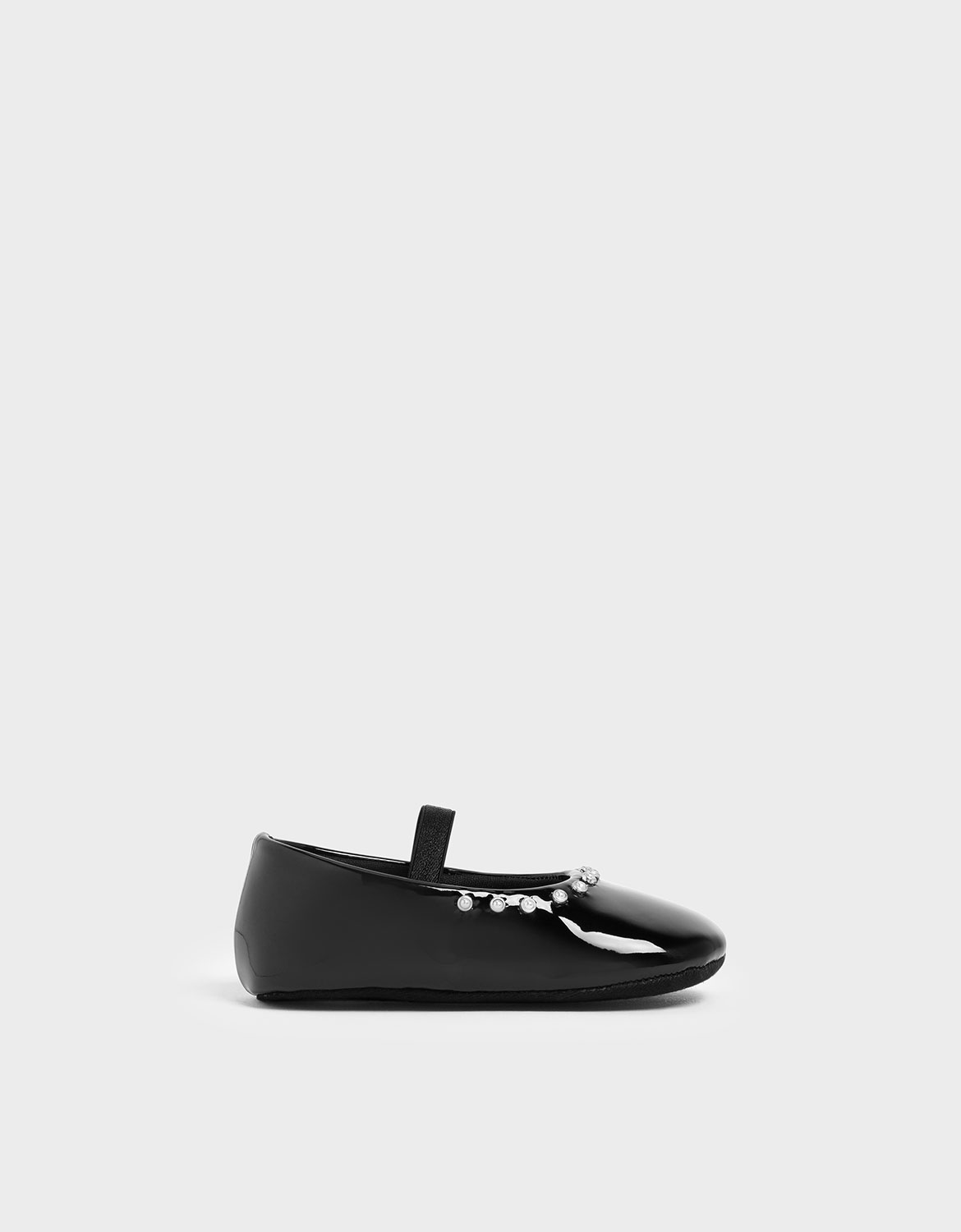 

Baby Girls' Embellished Trim Patent Mary Jane Flats, Black