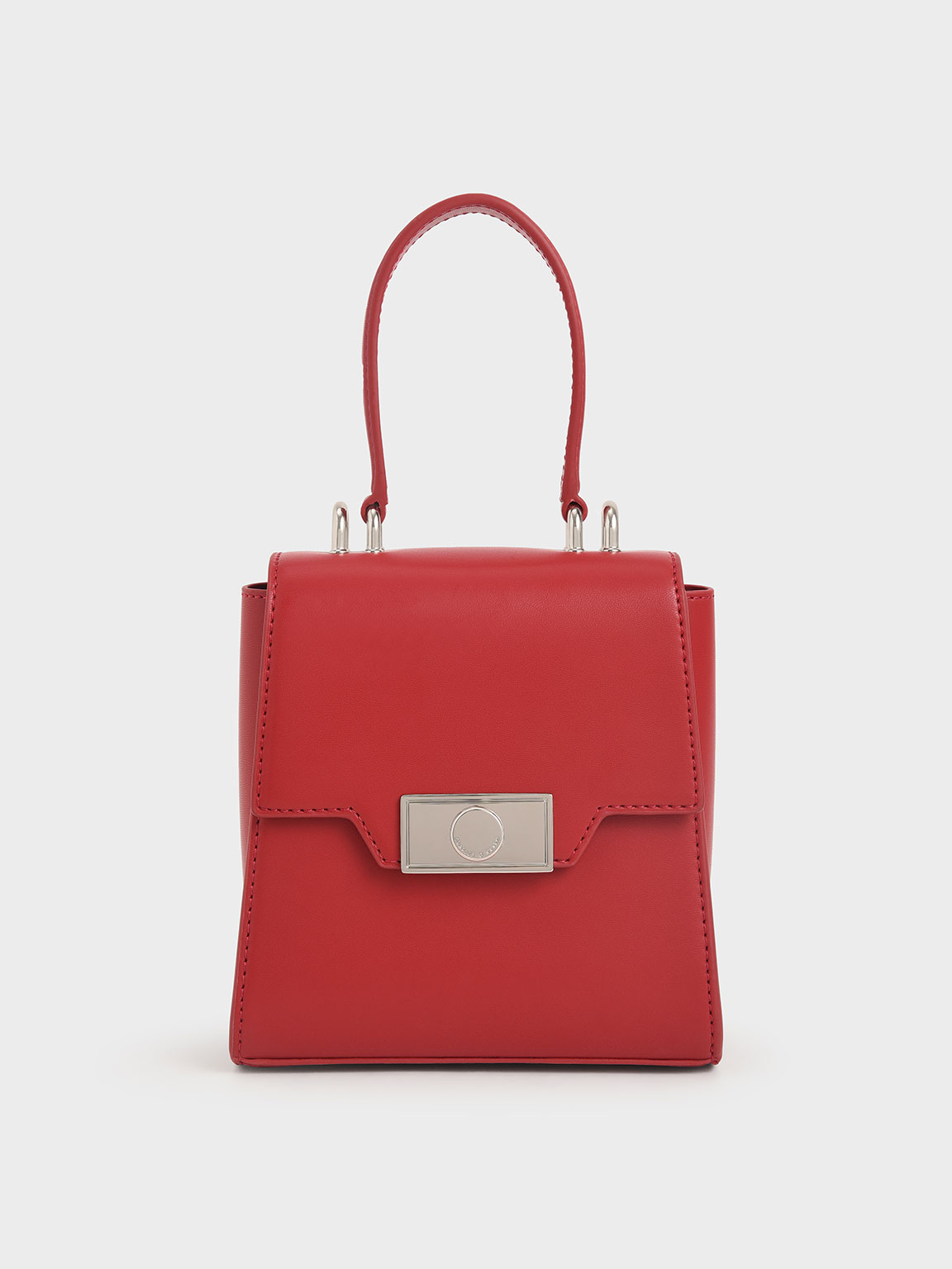 

Leather Trapeze Bag, Red