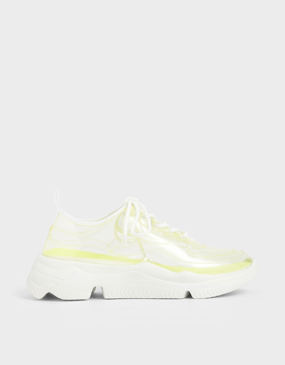 

Clear Lace-Up Chunky Sneakers, White
