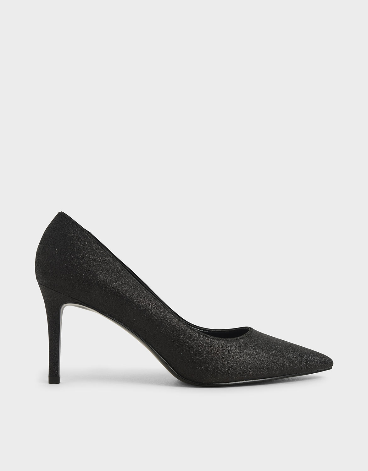 

Glitter Pointed Toe Pumps, Black
