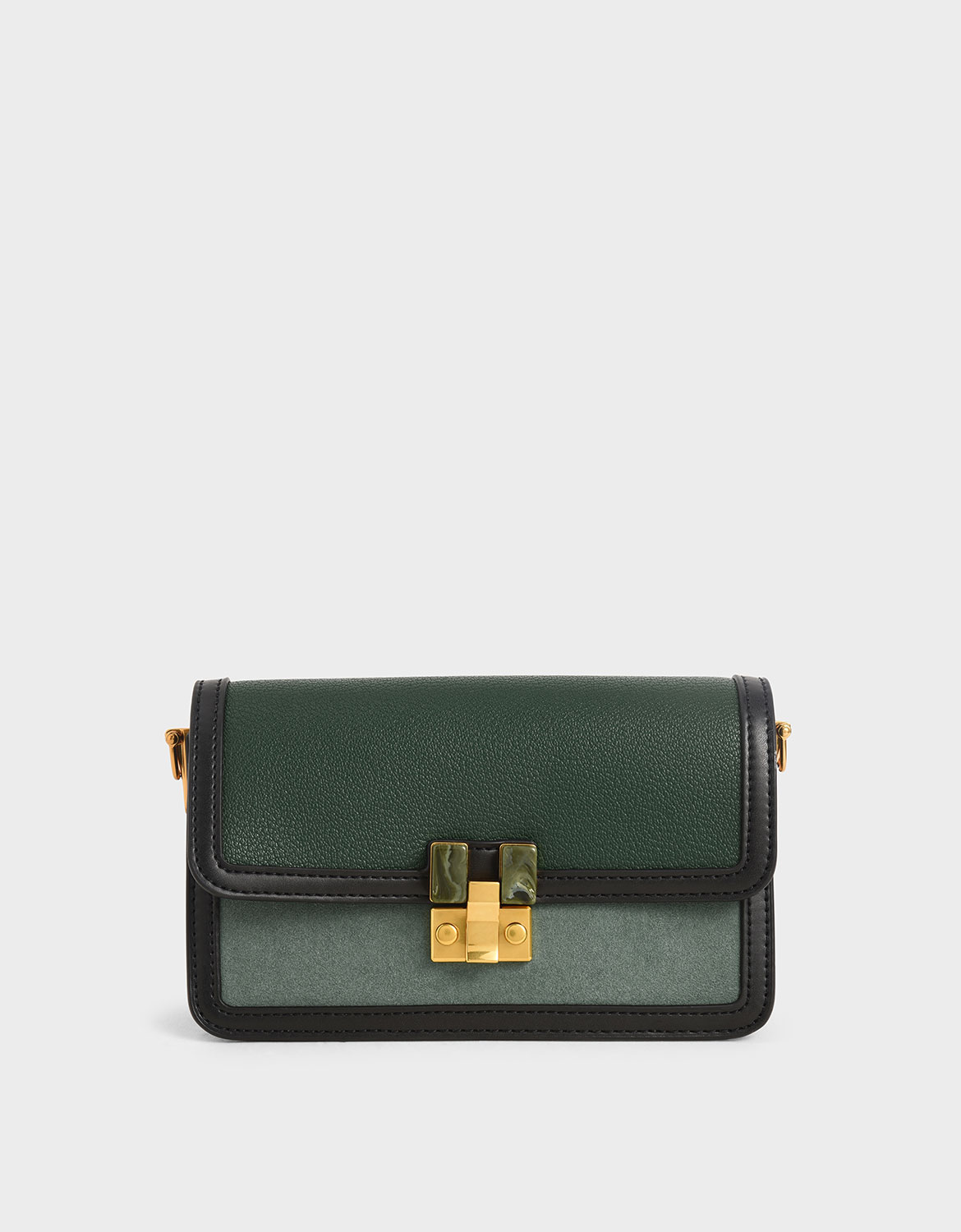 

Stone-Embellished Clutch, Green
