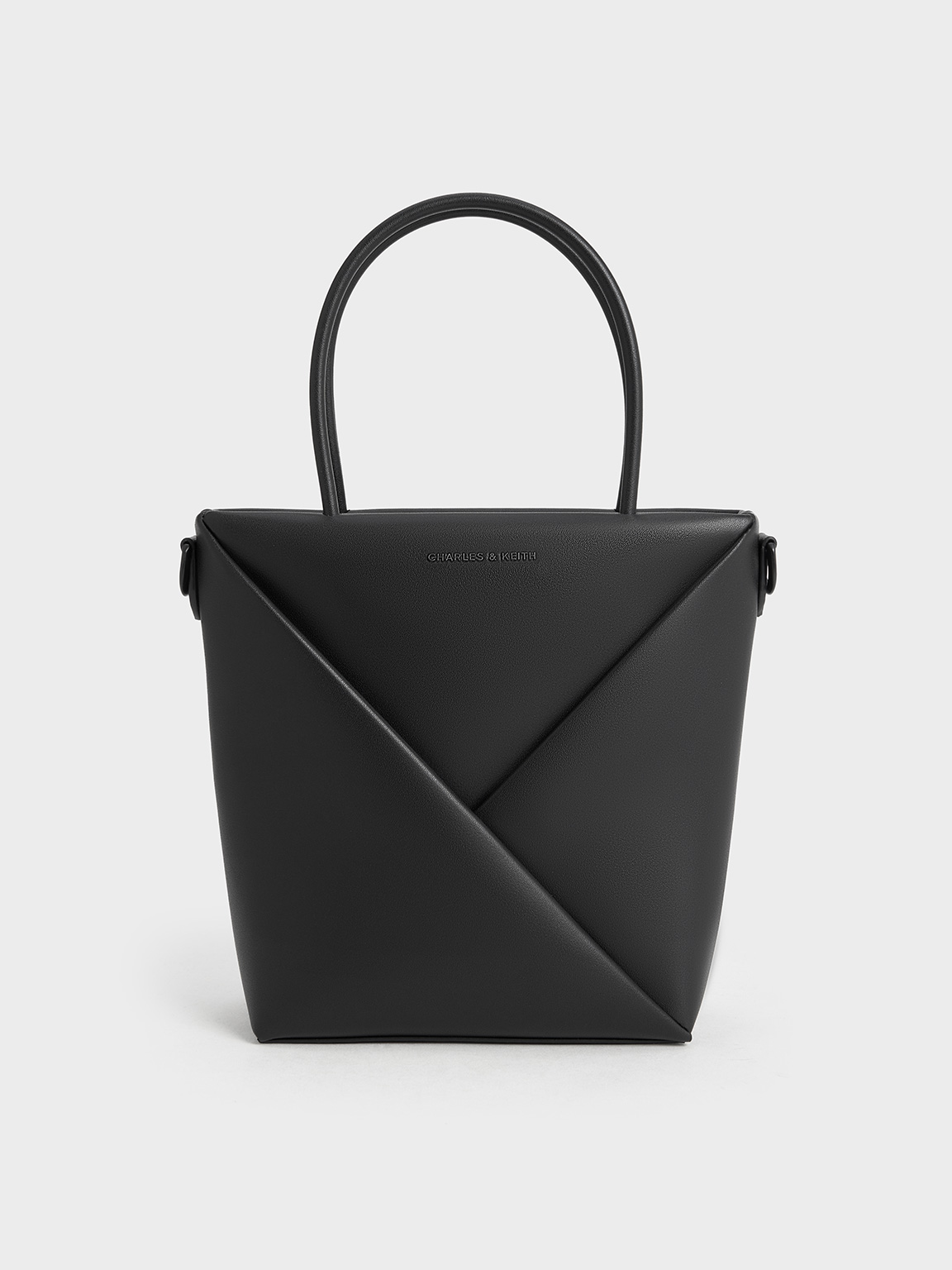 Charles & Keith - Midori Geometric Elongated Tote Bag In Jet Black