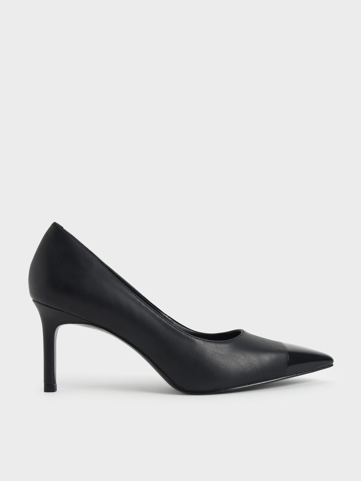 

Glossy Toe Cap Pumps, Black