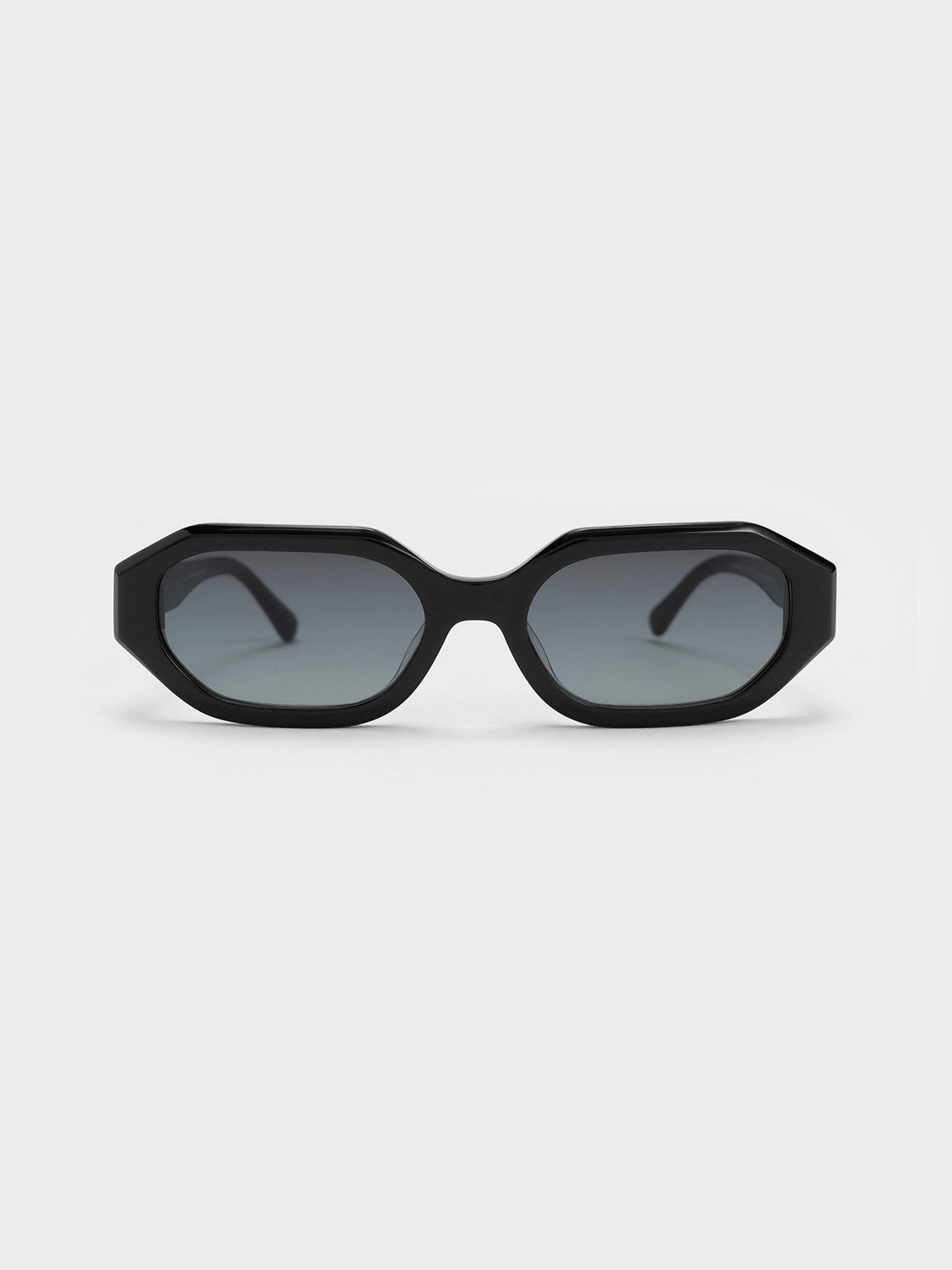 Charles & Keith Gabine Recycled Acetate Oval Sunglasses In Black